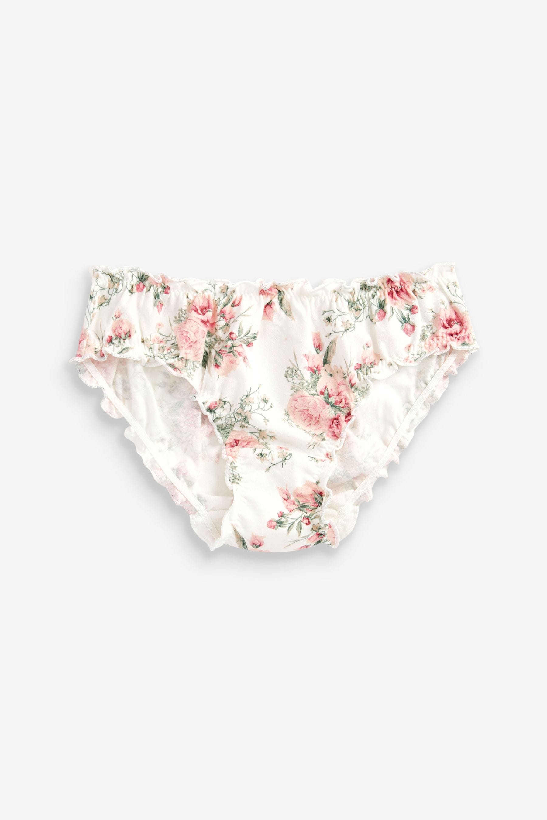 Pink/White Floral 5 Pack Ruffle Briefs (1.5-8yrs)