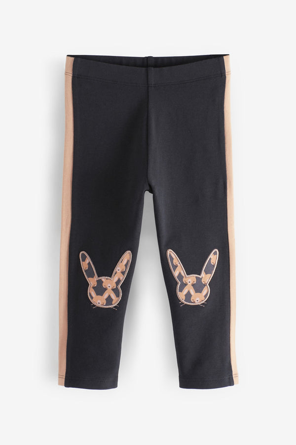 Charcoal Grey Bunny Embroidered Leggings (3mths-7yrs)