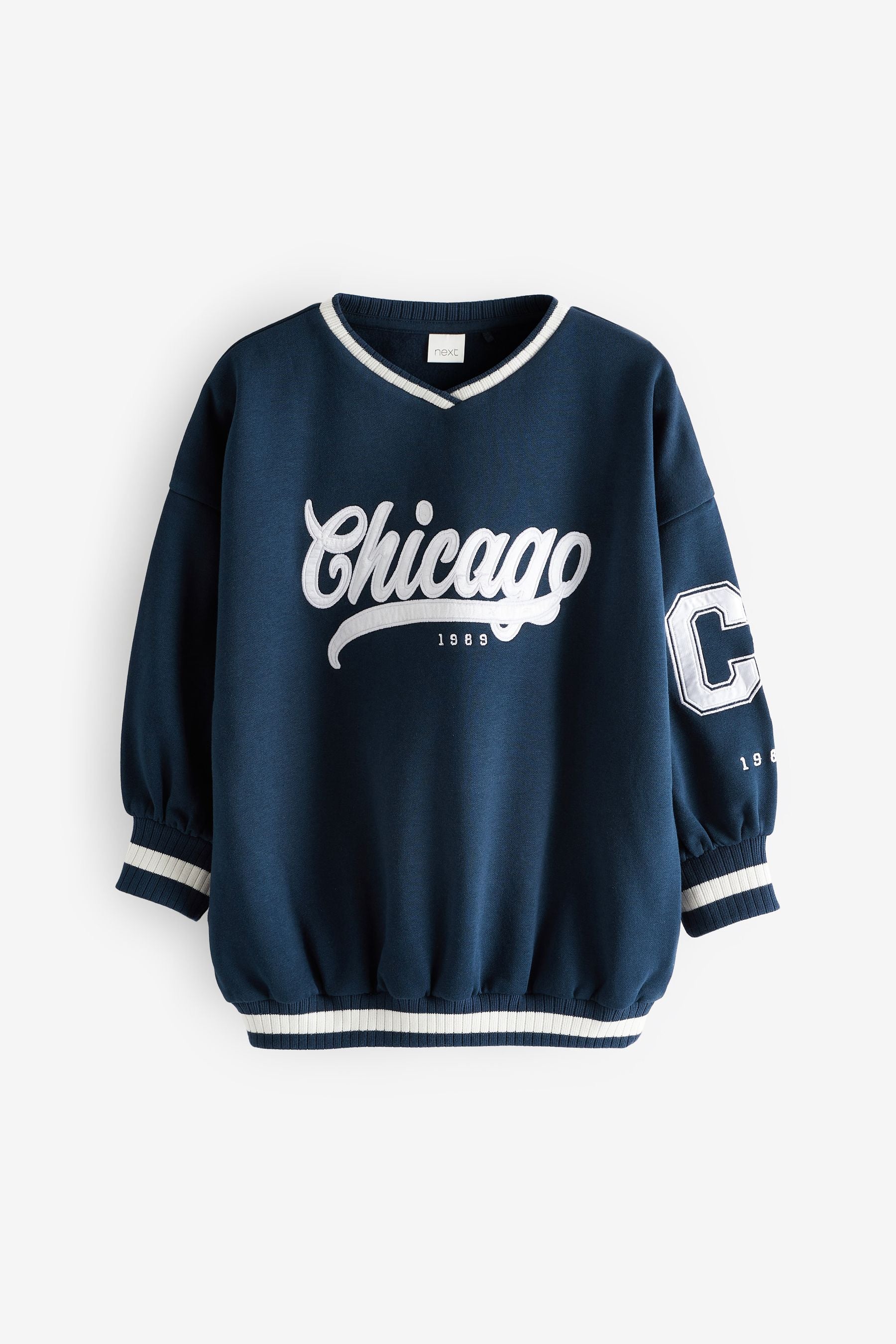 Navy Blue Varsity Crew Sweatshirt Top (3-16yrs)