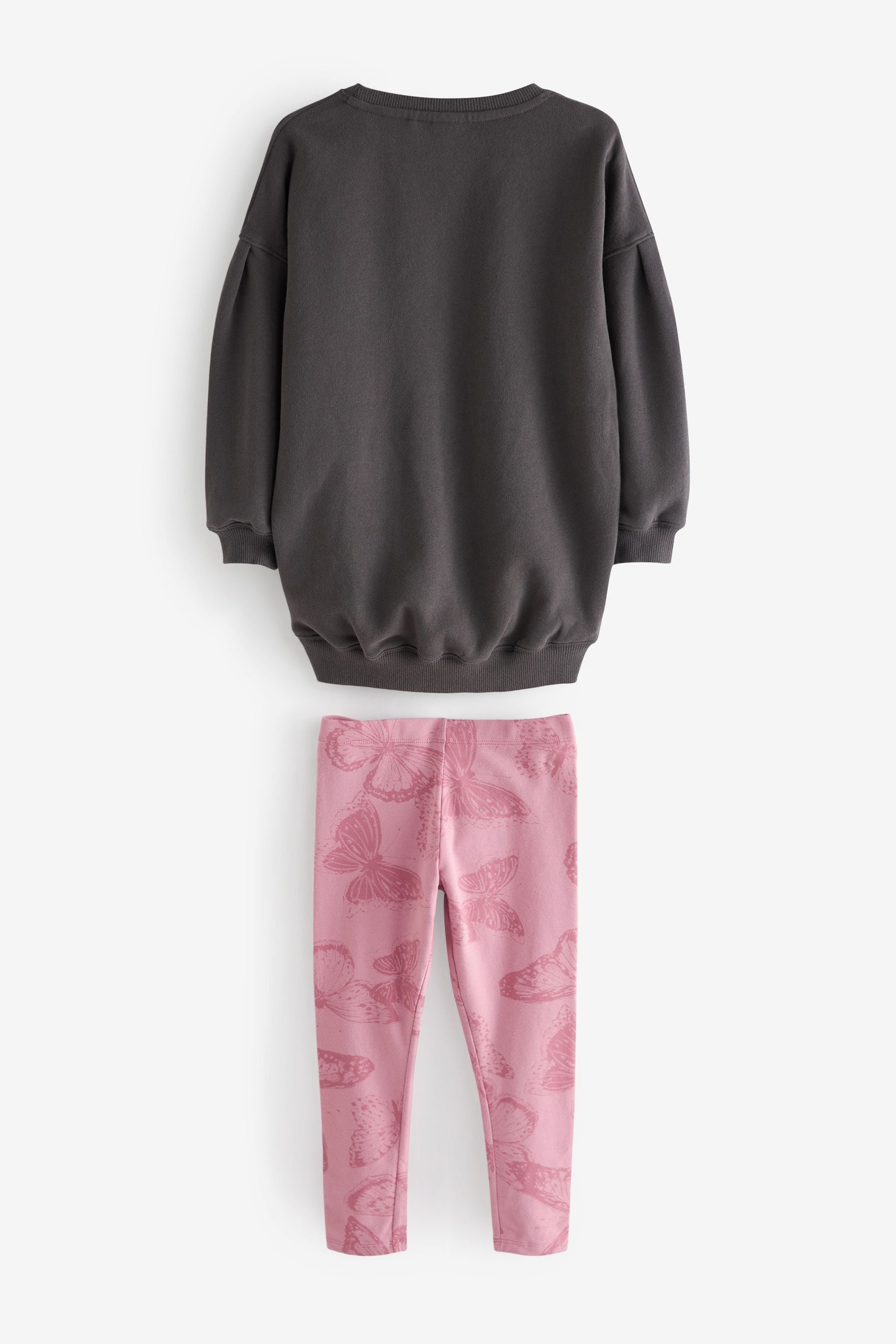 Charcoal Grey/Pink Butterfly Hoodie And Leggings Set (3-16yrs)