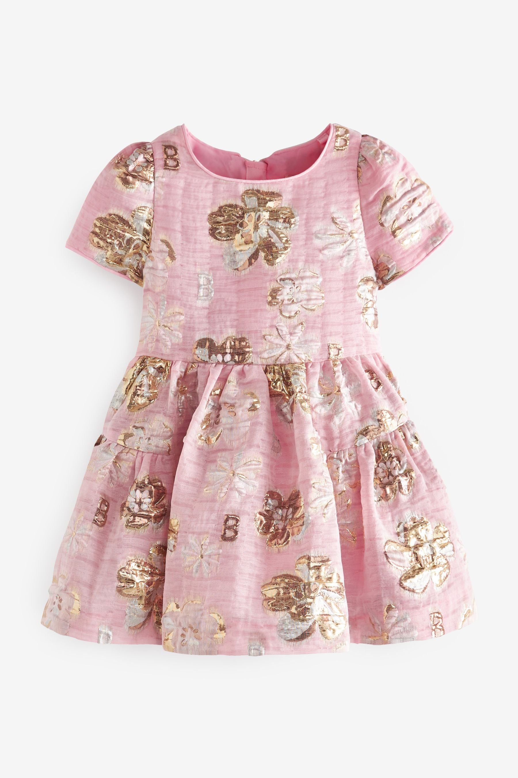 Cream Baker by Ted Baker Pink Cloque Jacquard Dress