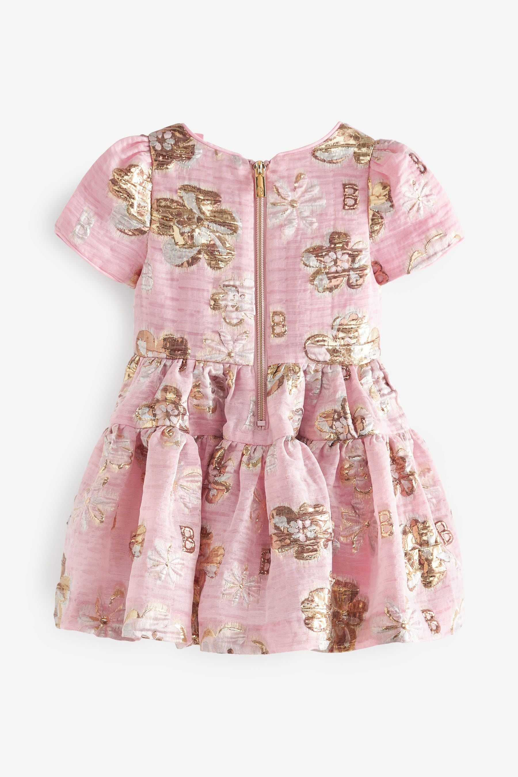 Cream Baker by Ted Baker Pink Cloque Jacquard Dress