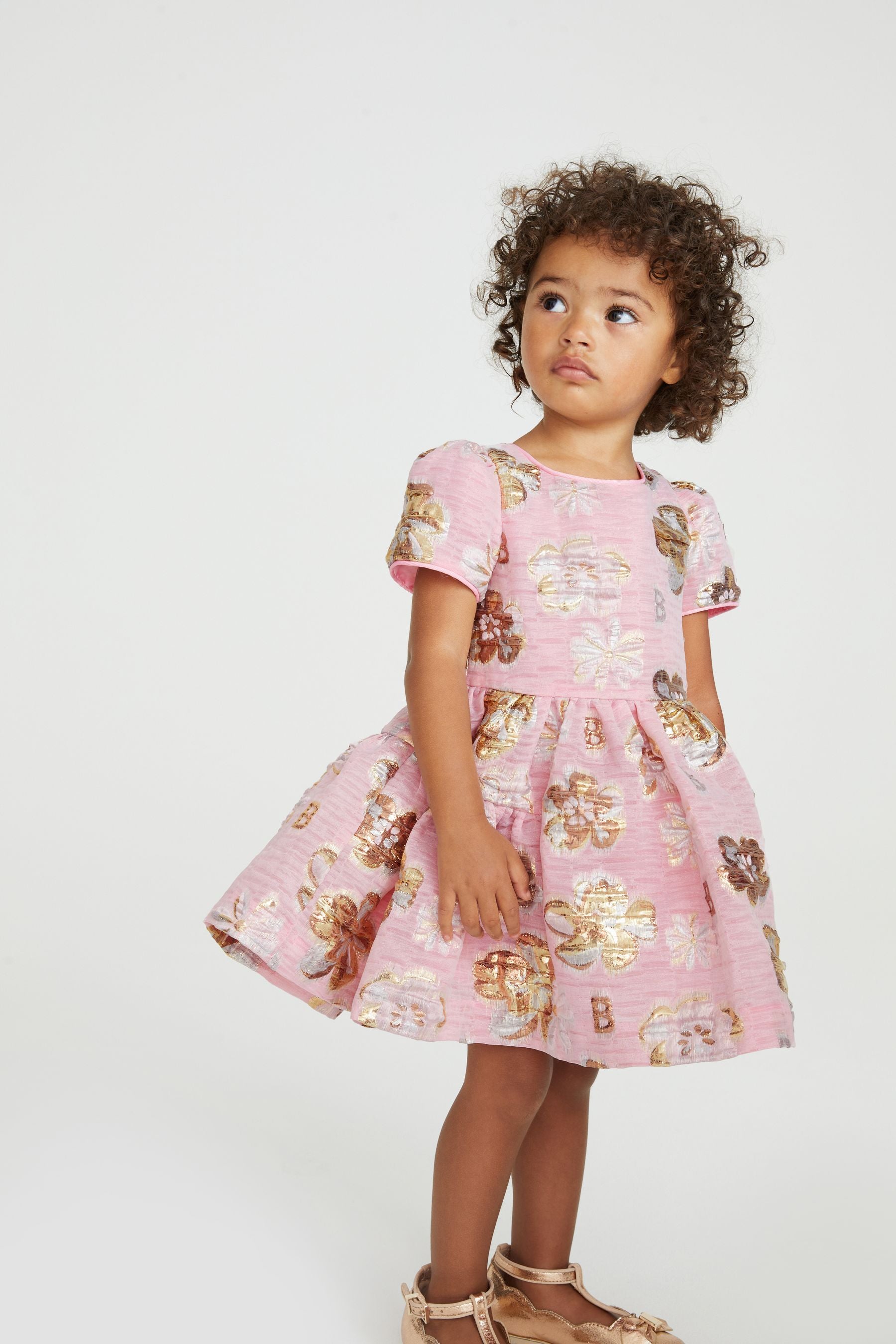 Cream Baker by Ted Baker Pink Cloque Jacquard Dress