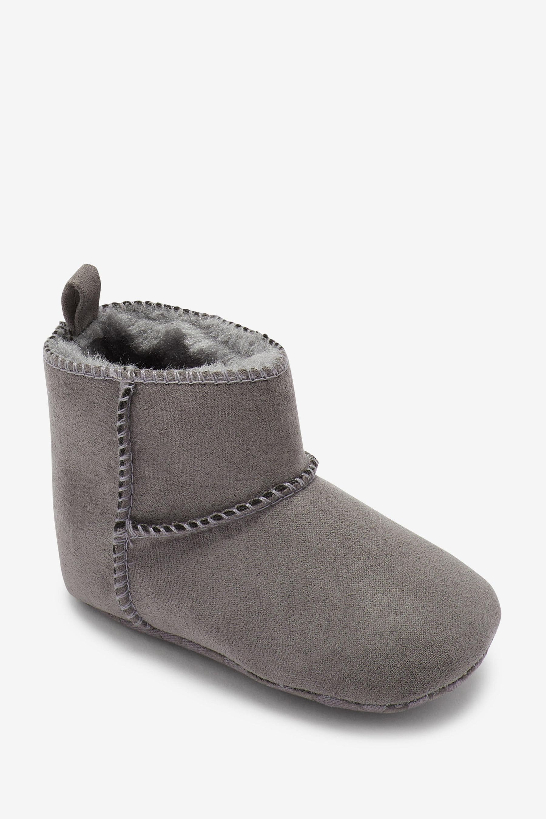 Grey Warm Lined Baby Pull On Boots (0-24mths)