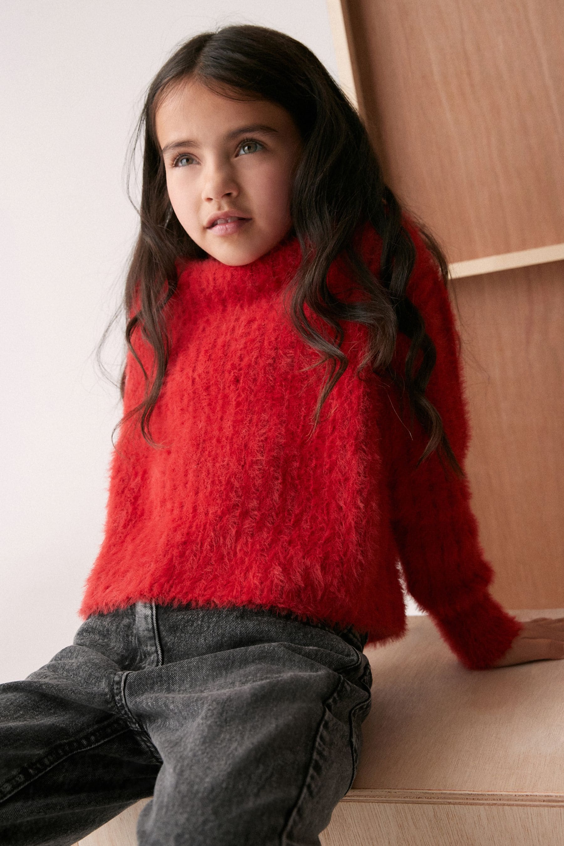 Red Funnel Neck Cosy Jumper (3-16yrs)