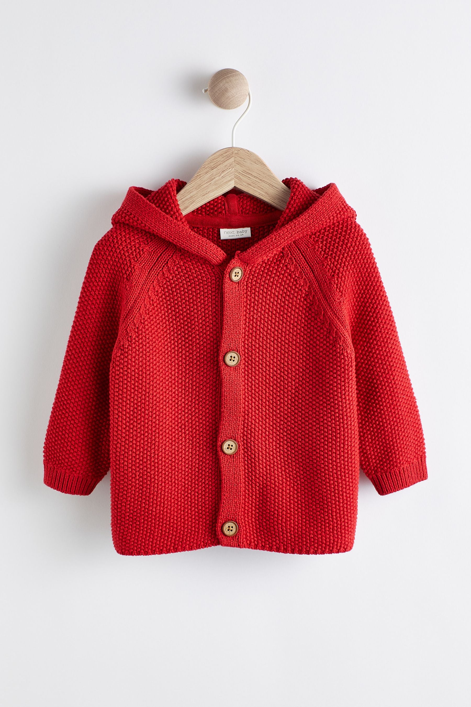 Red Knitted Baby Bear Cardigan (0mths-3yrs)