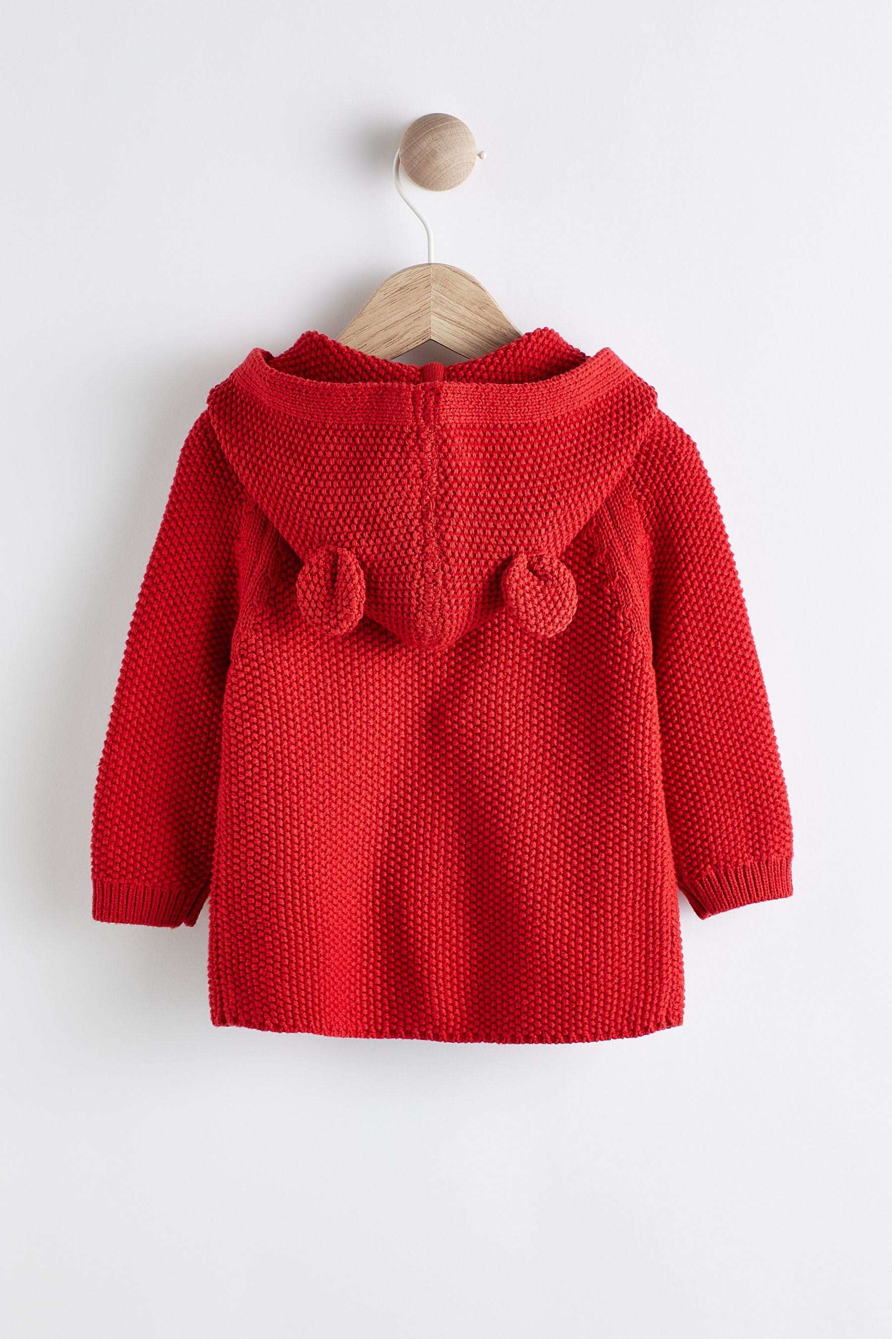 Red Knitted Baby Bear Cardigan (0mths-3yrs)