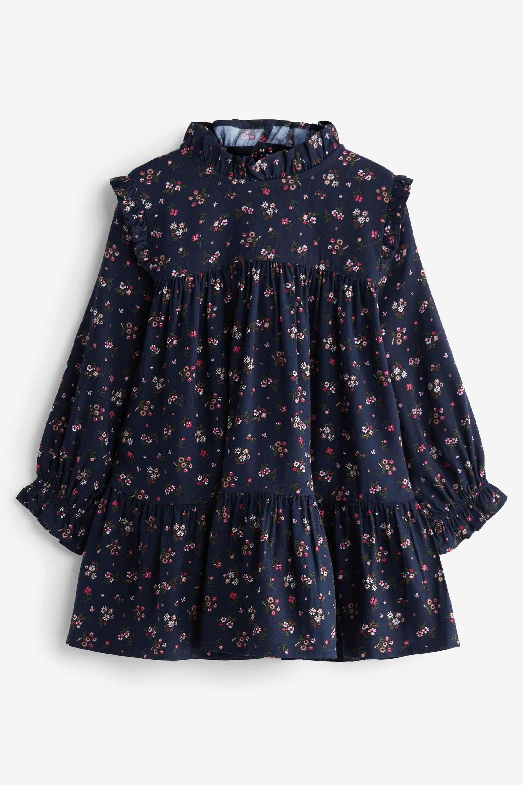 Navy Blue Ditsy Printed Dress (3mths-16yrs)