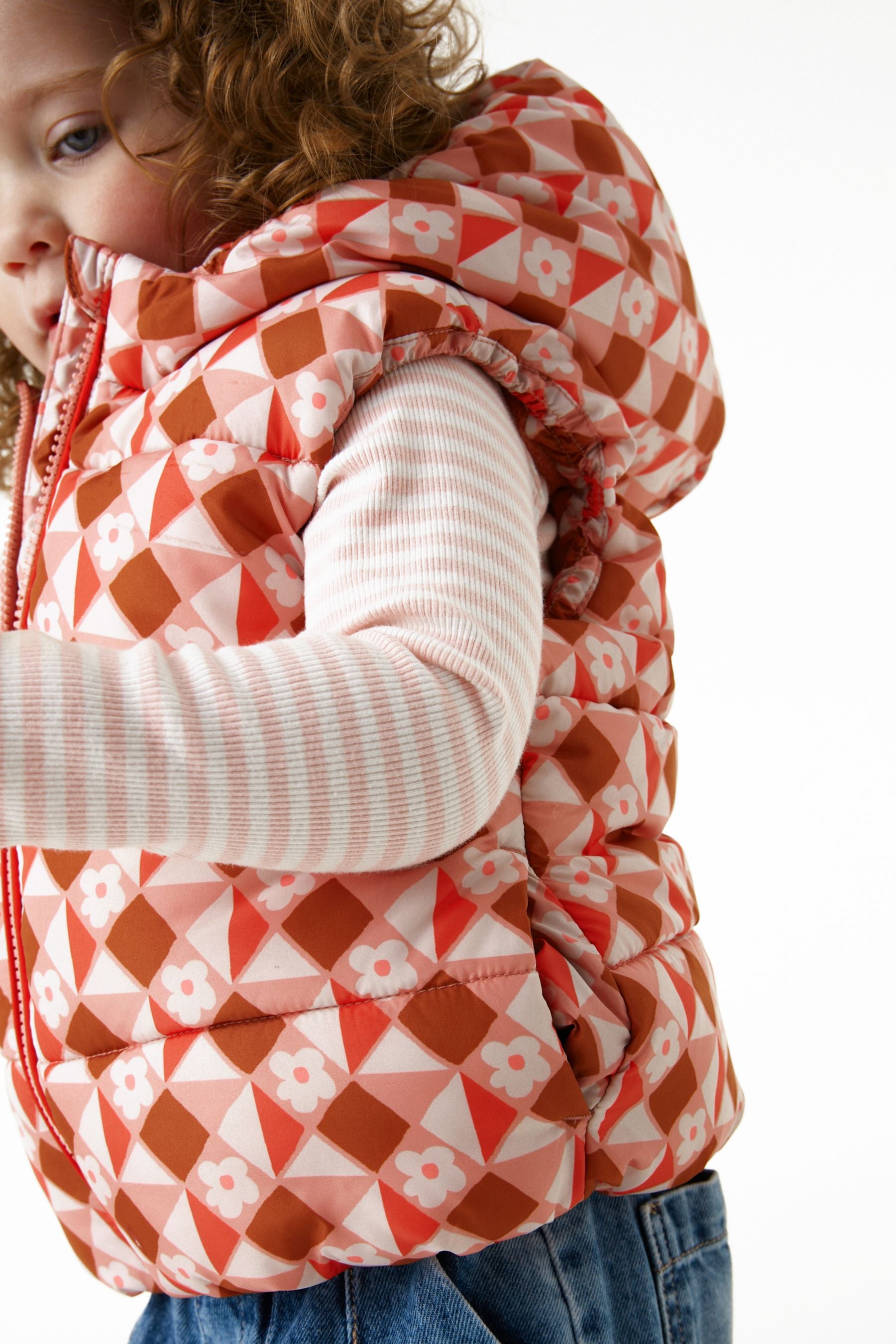 Pink Geo Print Gilet (3mths-7yrs)