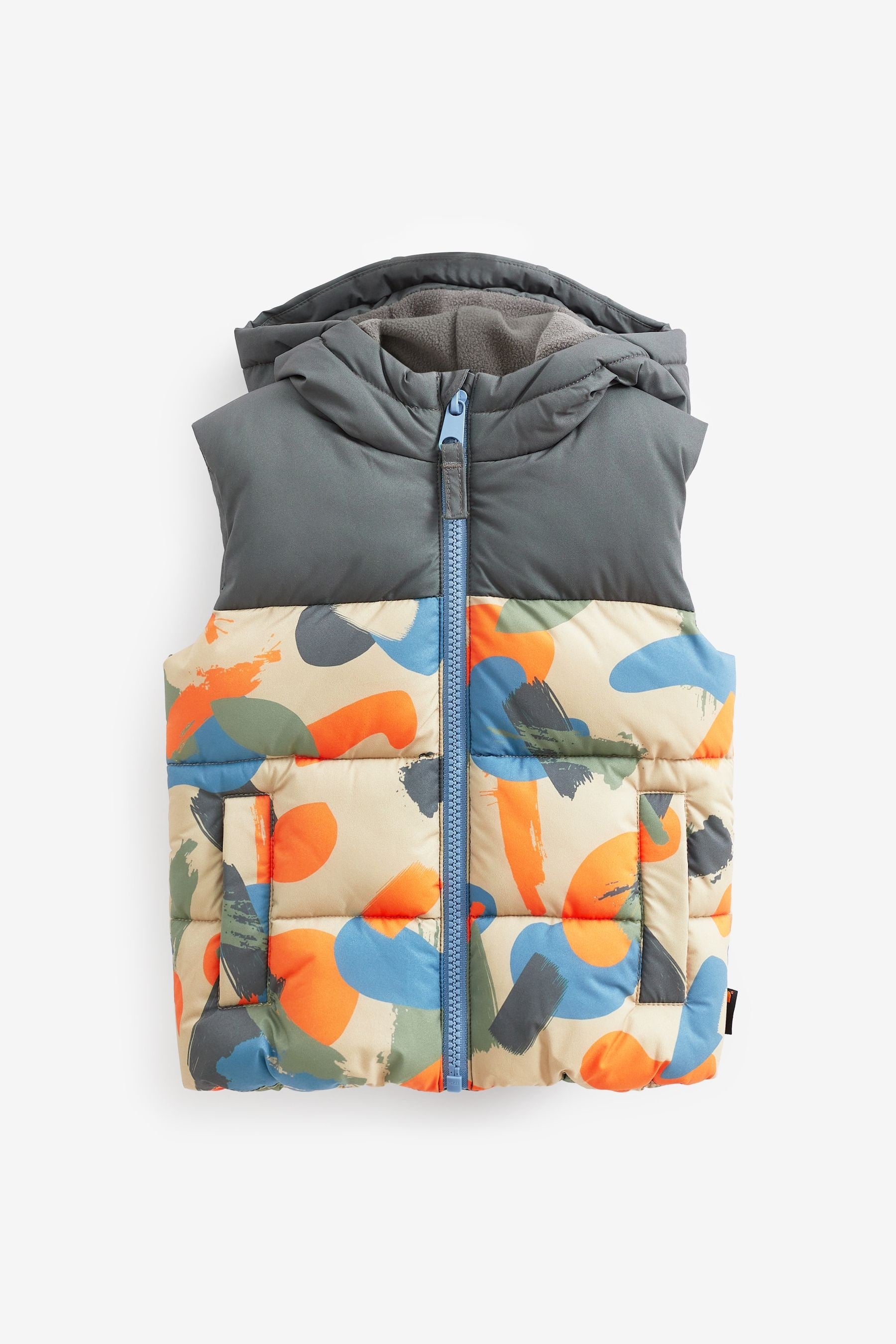 Grey Printed Hooded Gilet (3mths-7yrs)