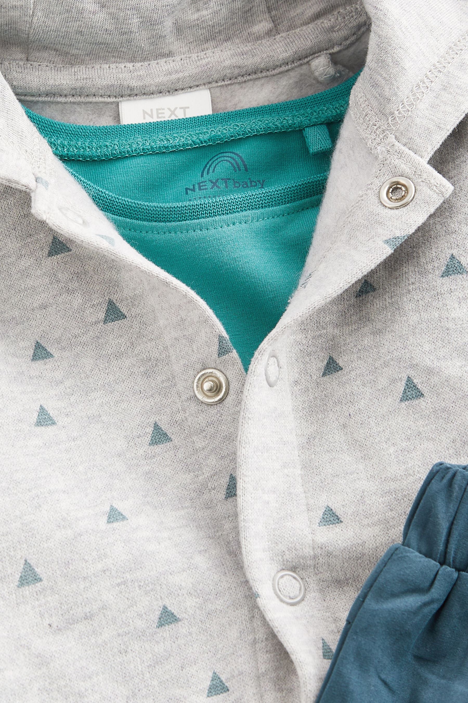 Teal Blue Baby Hooded Jacket, T-Shirt And Joggers 3 Piece Set