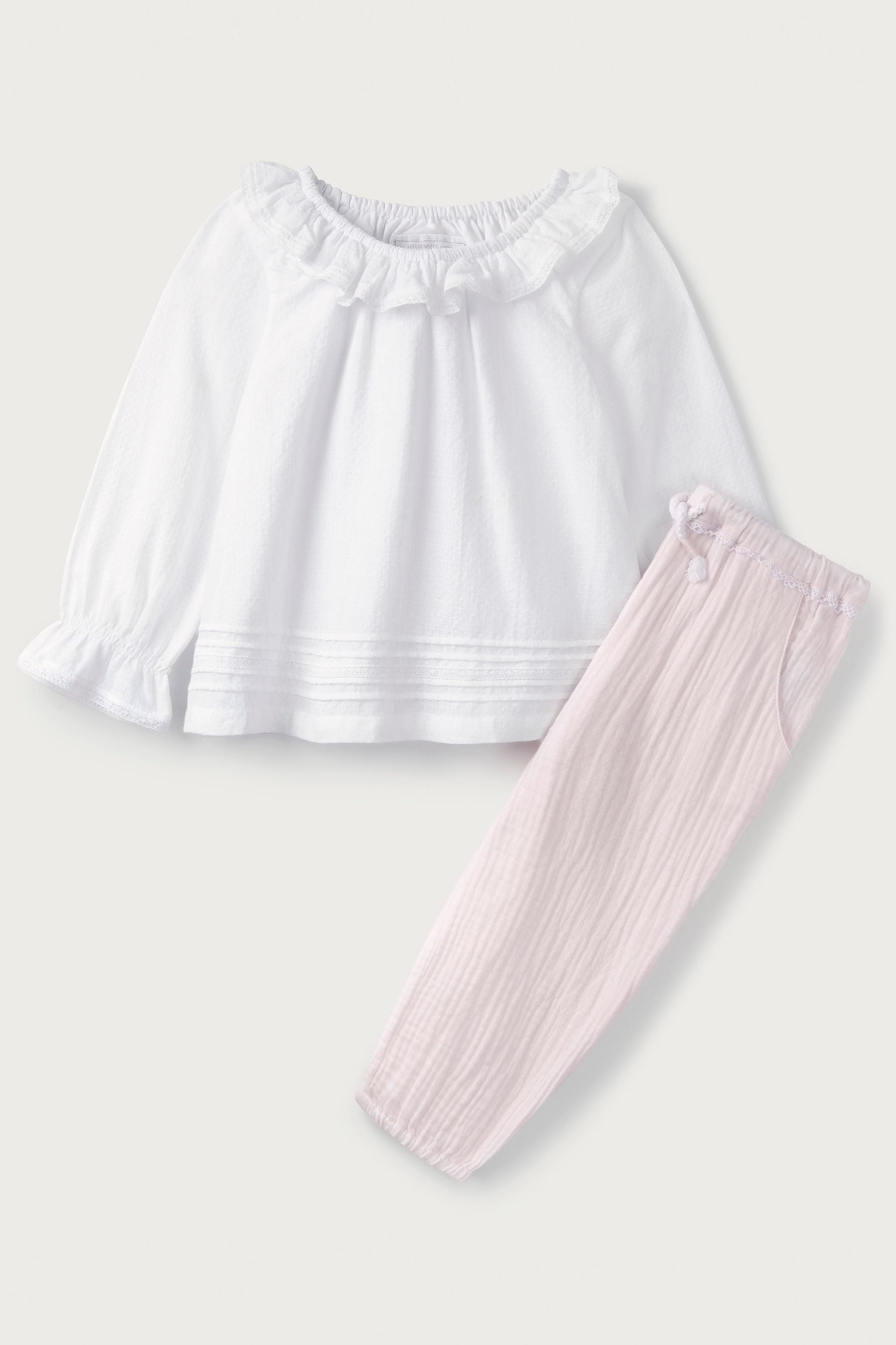 The White Company White Ruffle Blouse And Trouser Set