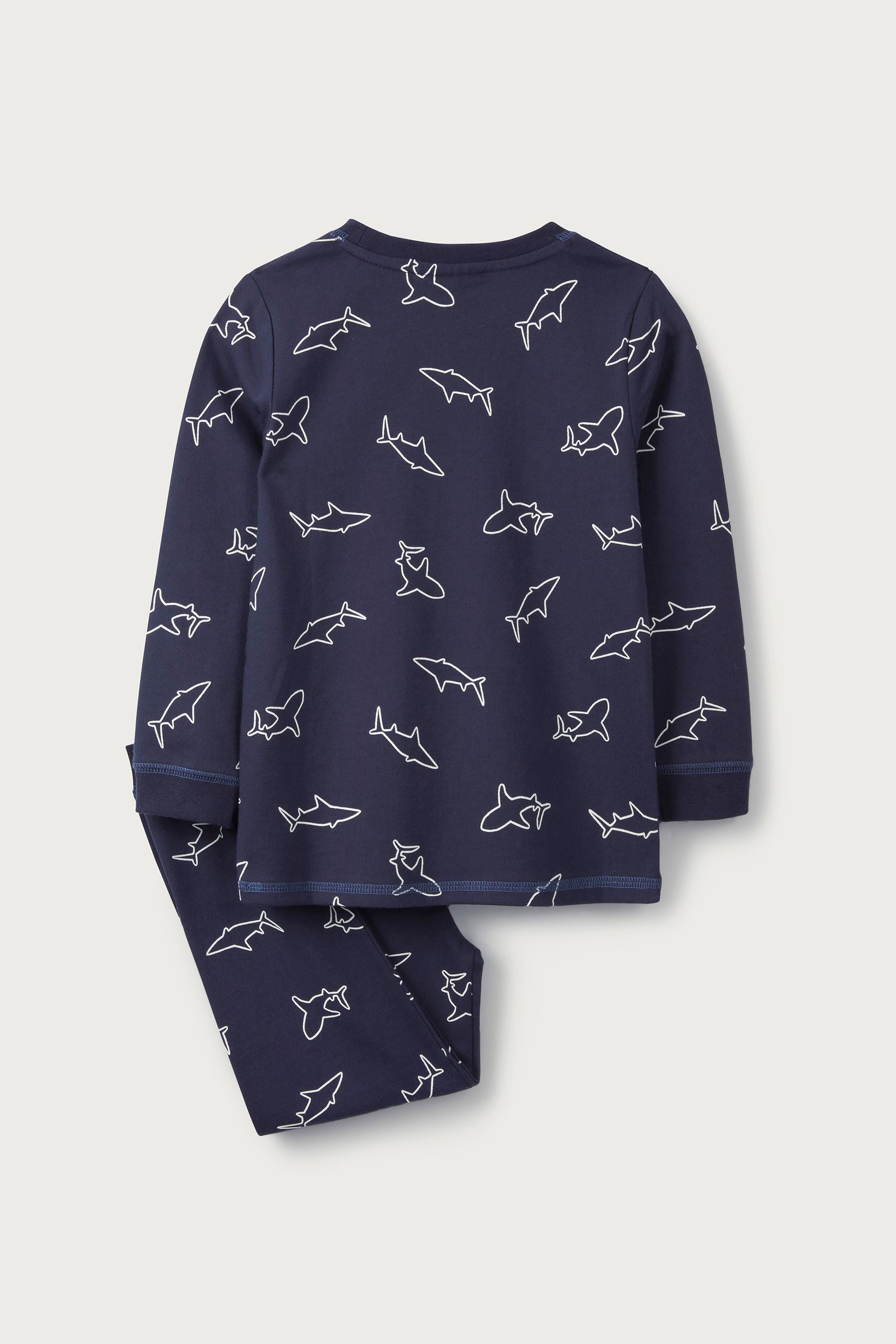 The White Company Boys Blue Glow In The Dark Shark Print Pyjamas