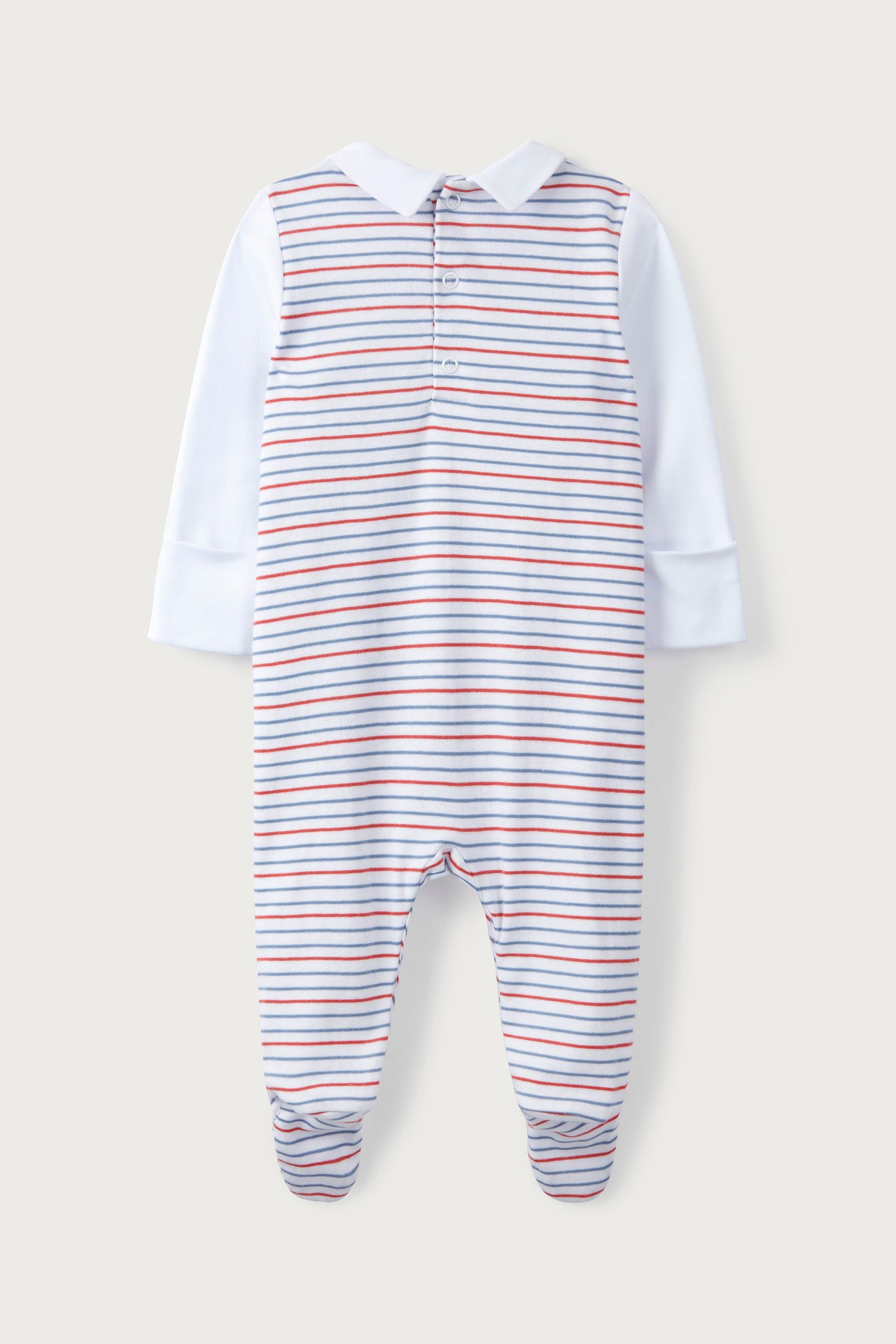 The White Company White Tractor Embroidered Collared Sleepsuit