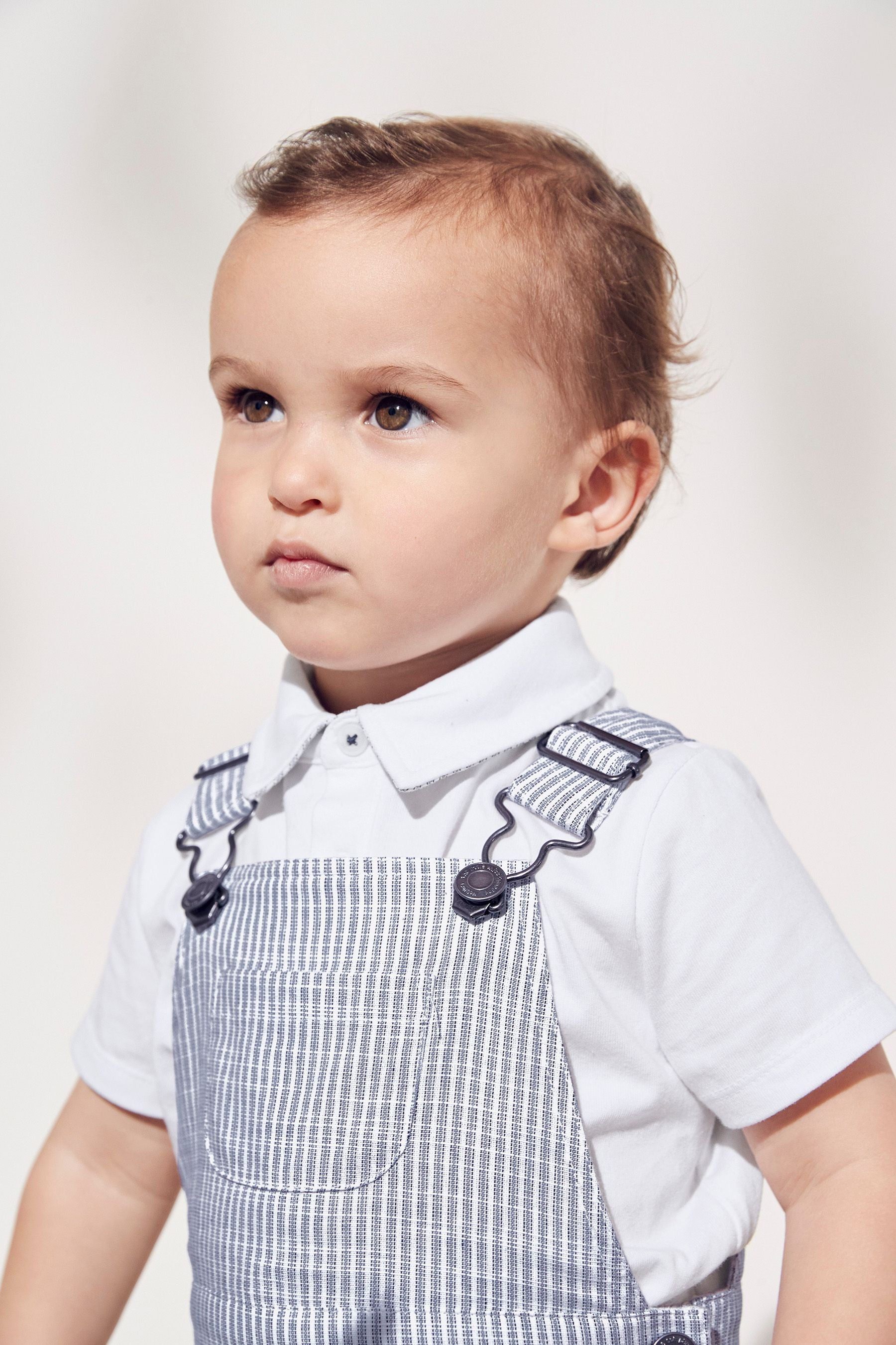 The White Company Blue Short Dungaree & Polo Set