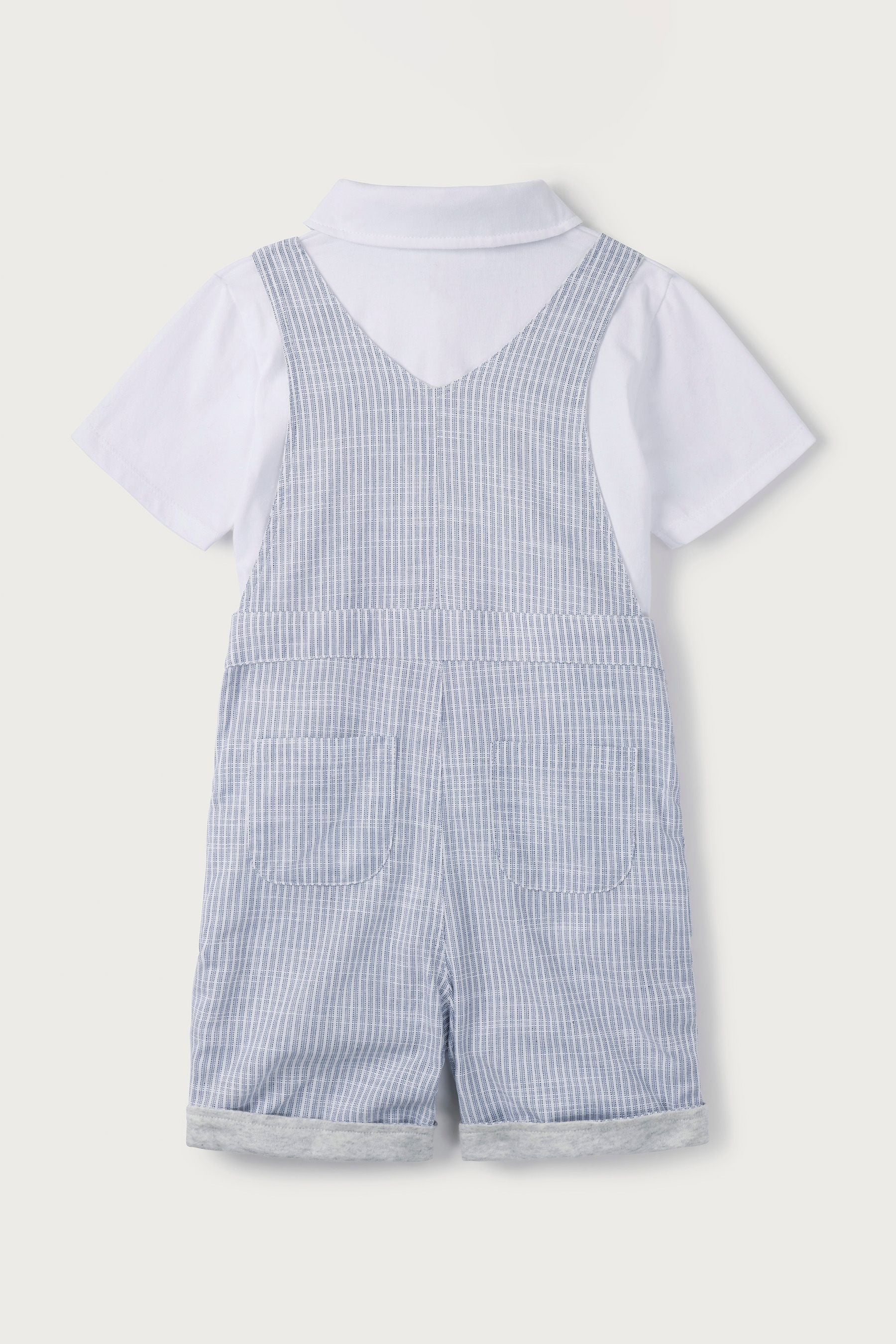 The White Company Blue Short Dungaree & Polo Set