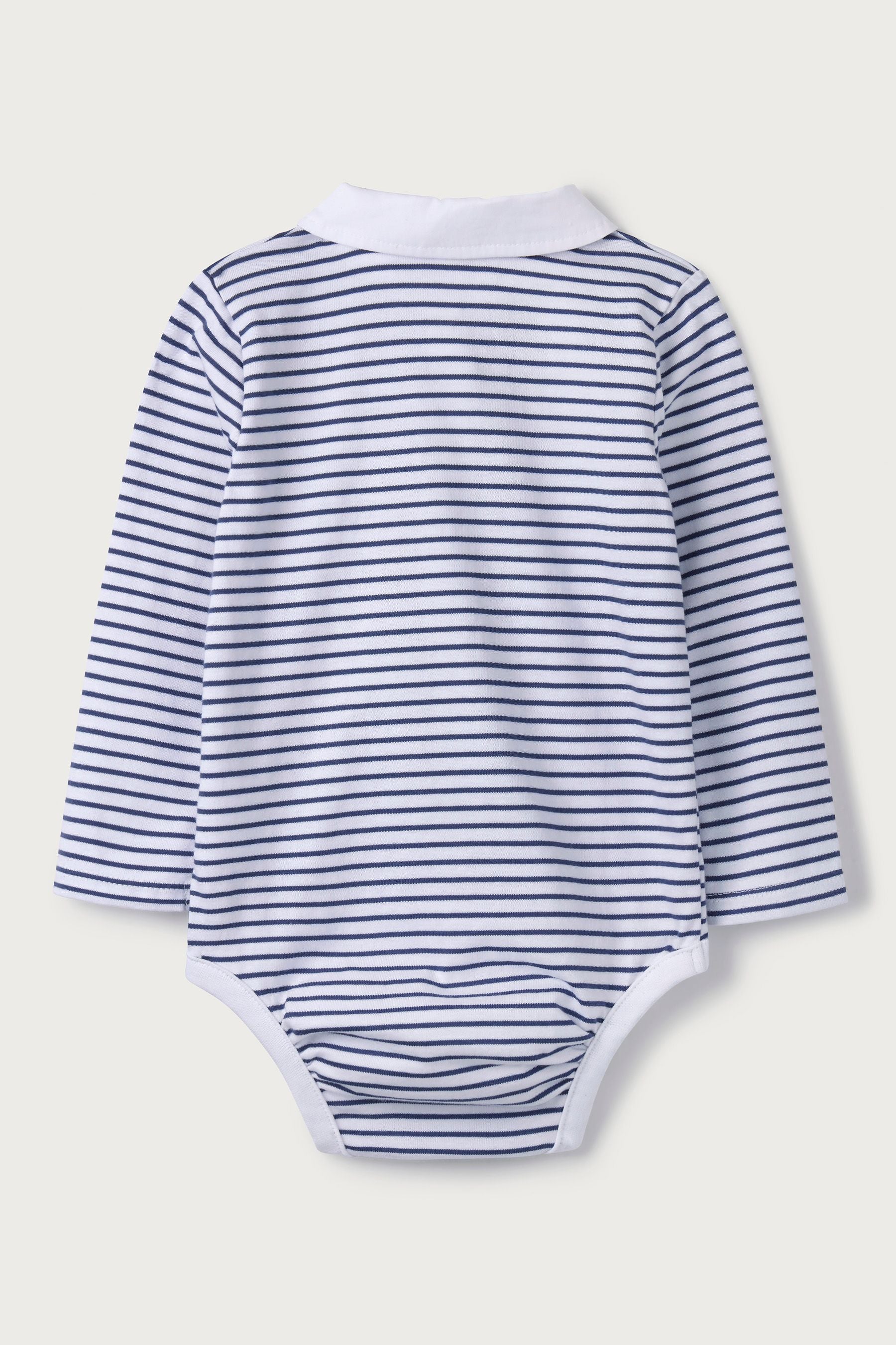 The White Company Baby Blue Sailboat Embroidered Bodysuit