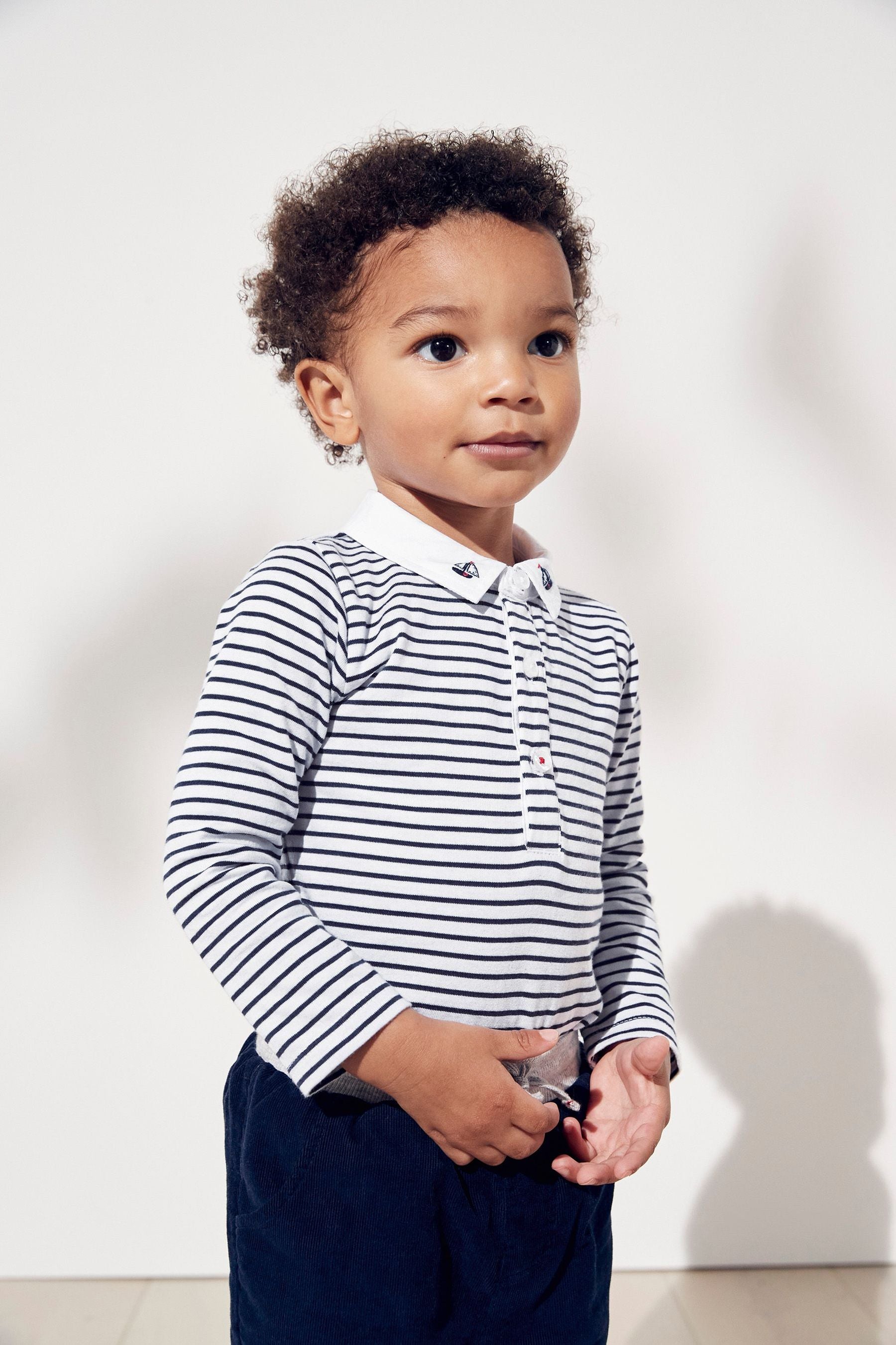 The White Company Baby Blue Sailboat Embroidered Bodysuit