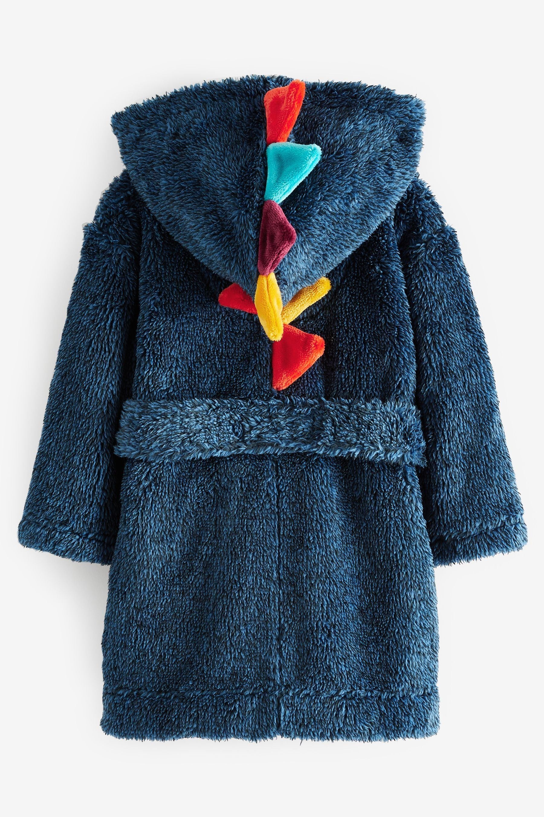 Navy Blue Dino Spike Soft Touch Fleece Dressing Gown (9mths-12yrs)