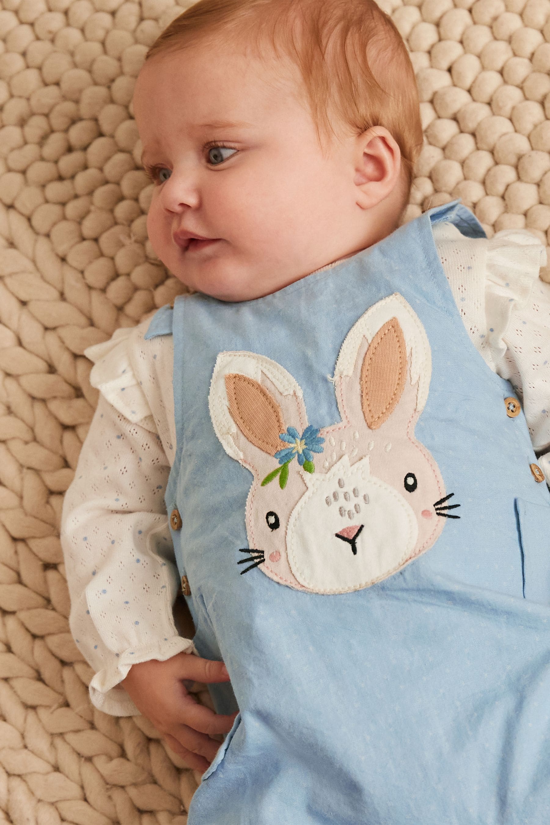 Blue Bunny Baby 2 Piece Woven Dungarees And Bodysuit (0mths-3yrs)