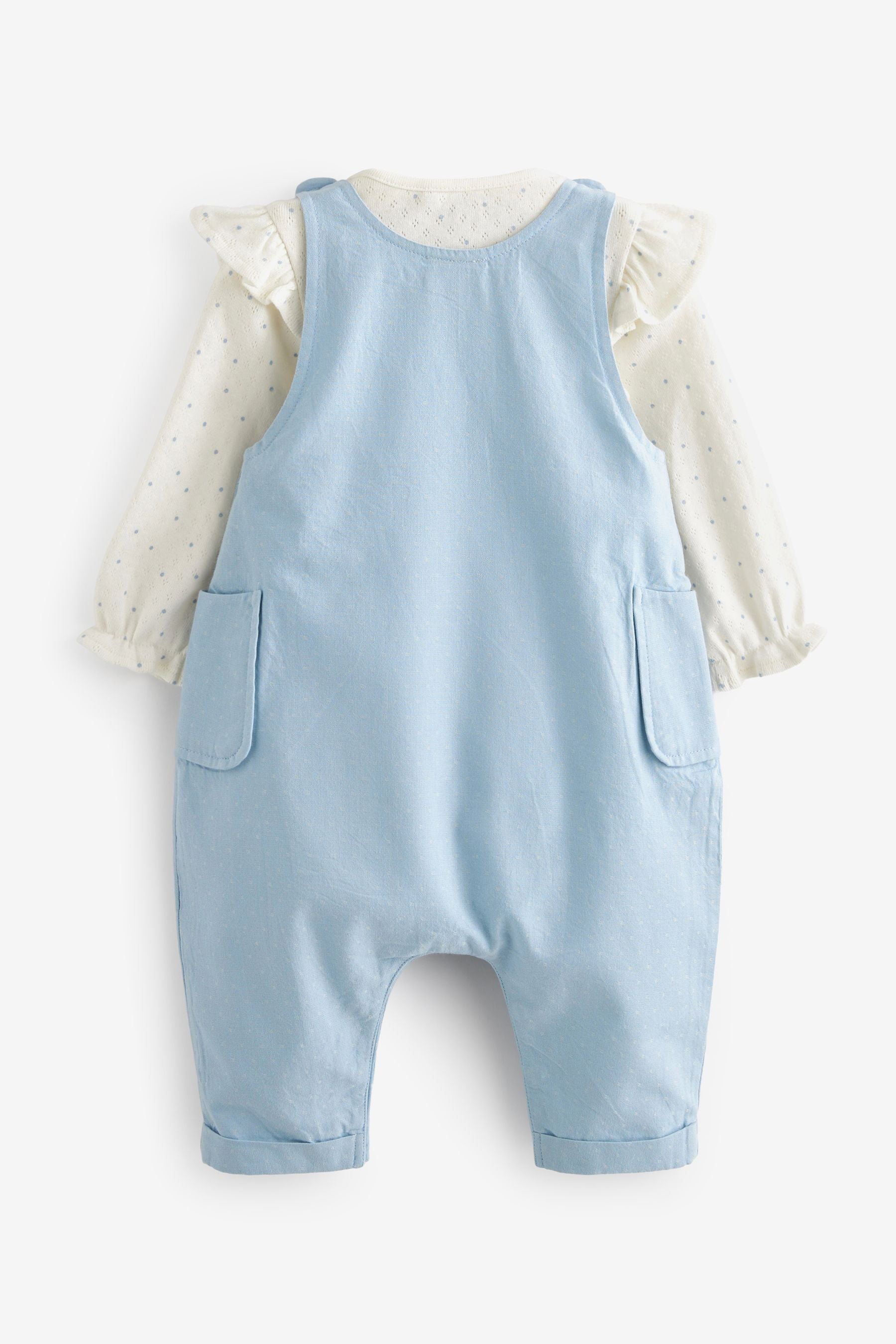 Blue Bunny Baby 2 Piece Woven Dungarees And Bodysuit (0mths-3yrs)