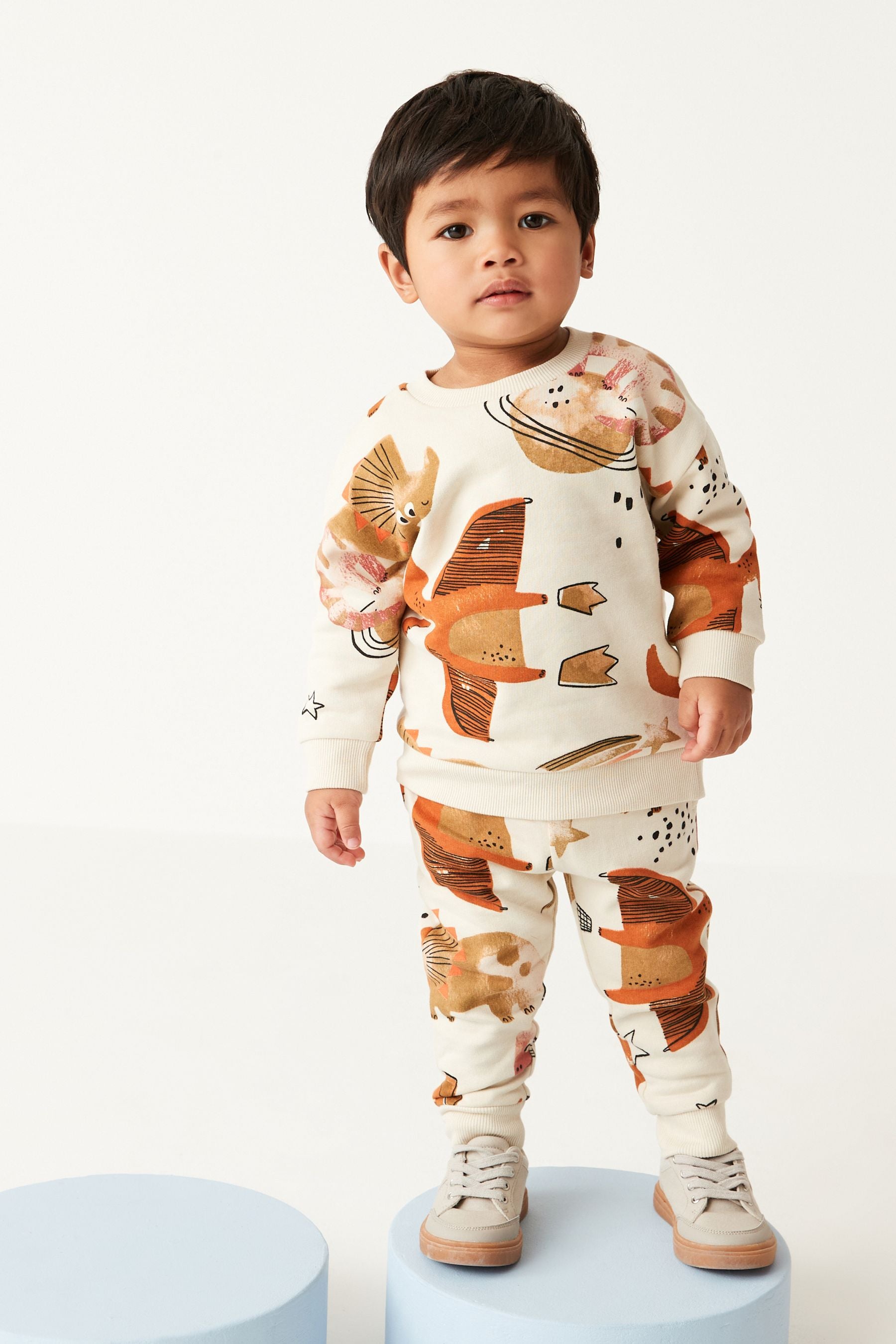 Stone Dinosaur All-Over Print Jersey Sweatshirt And Joggers Set (3mths-7yrs)