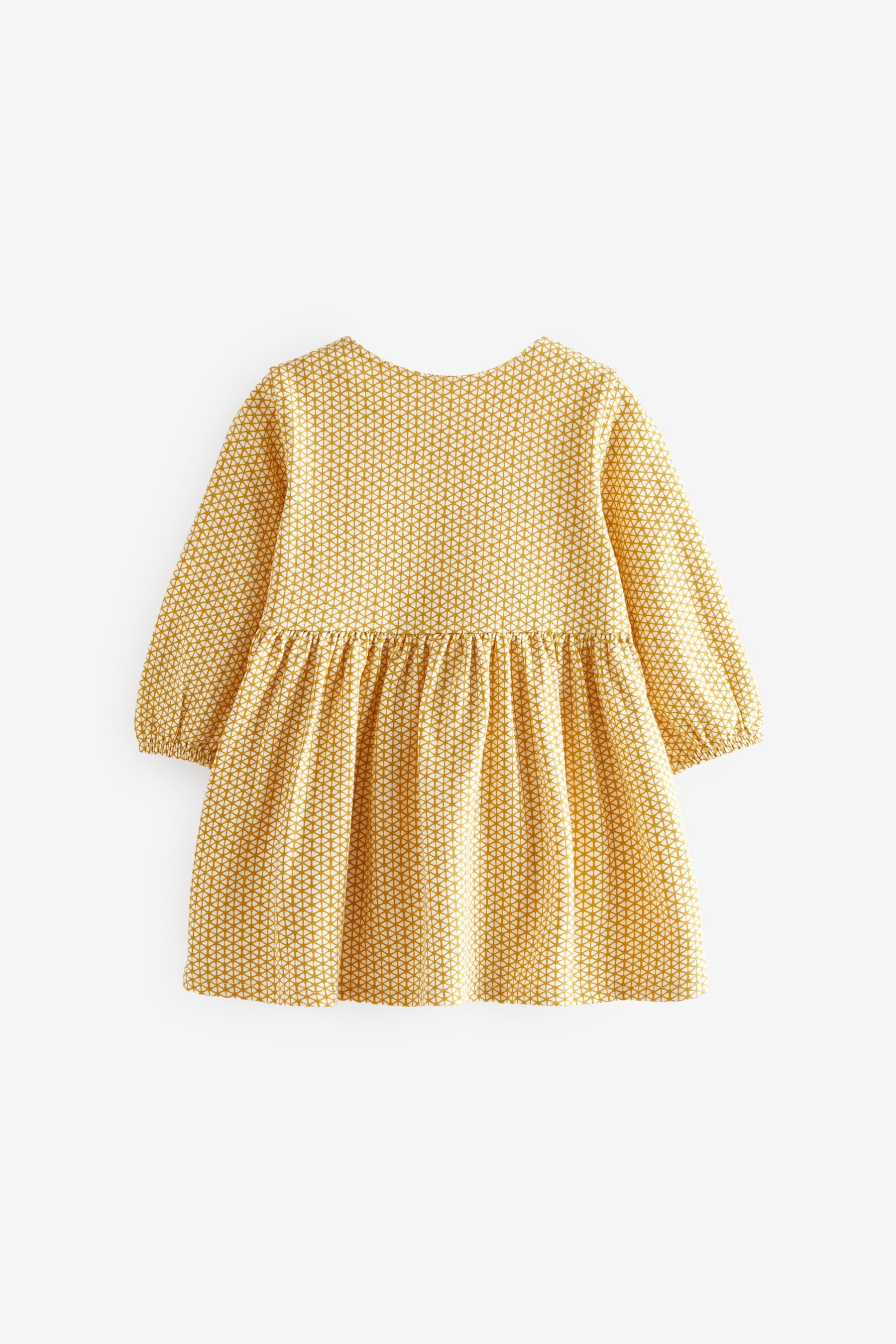 Ochre Yellow Baby Jersey Geometric Print Dress (0mths-2yrs)