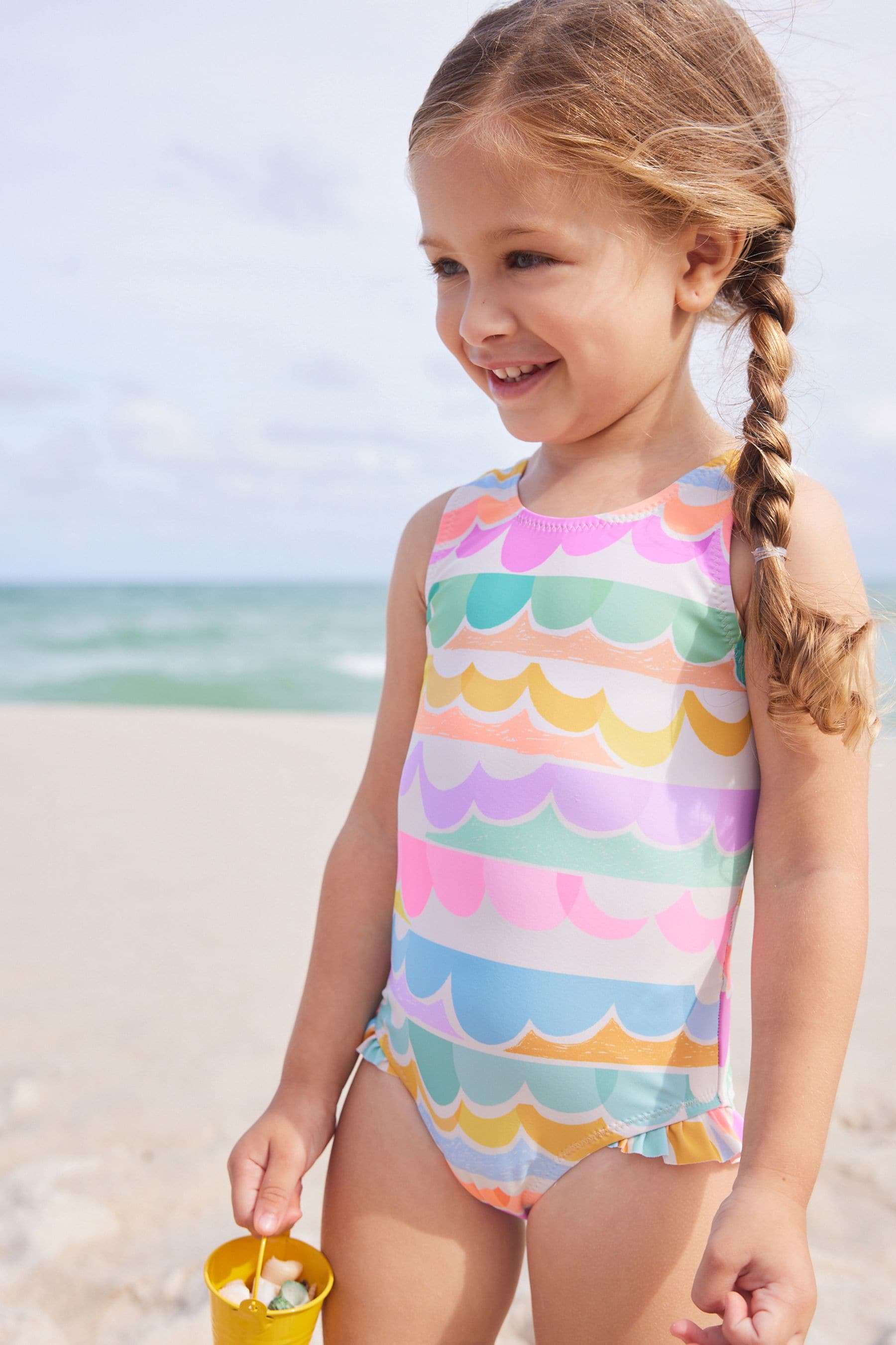 Multi Scallop Rainbow Frill Swimsuit (3mths-10yrs)