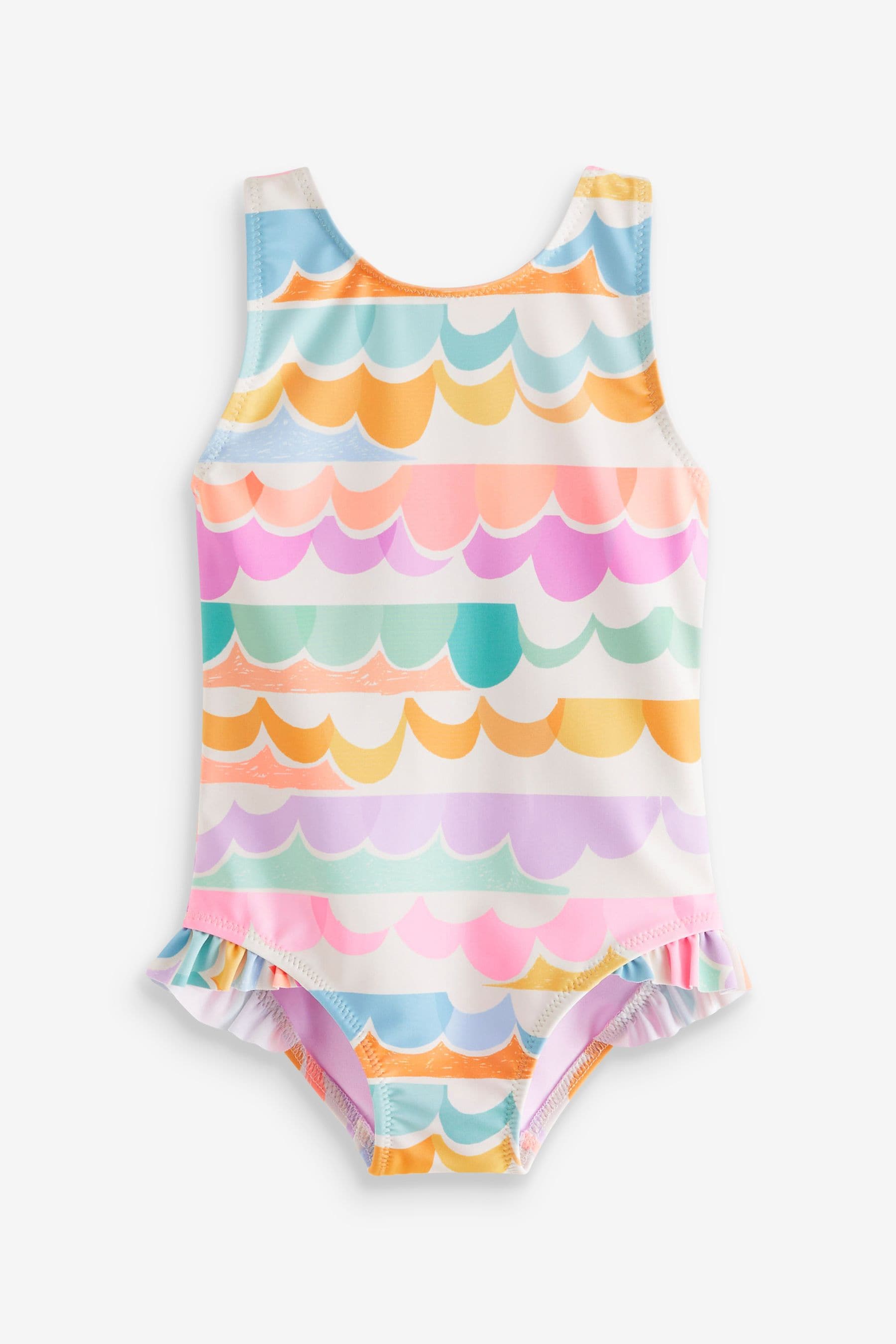 Multi Scallop Rainbow Frill Swimsuit (3mths-10yrs)