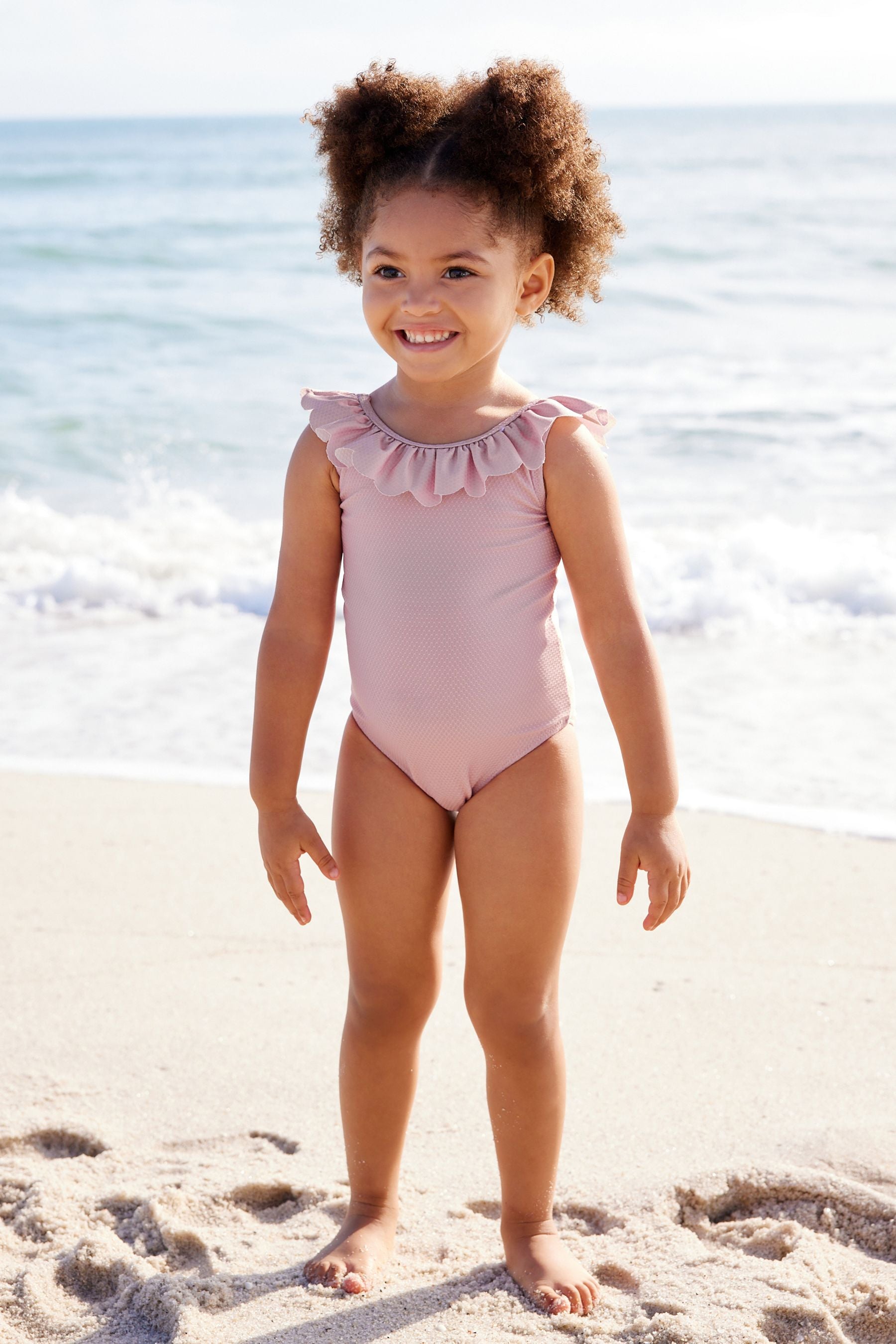 Pink Textured Frill Swimsuit (3mths-10yrs)