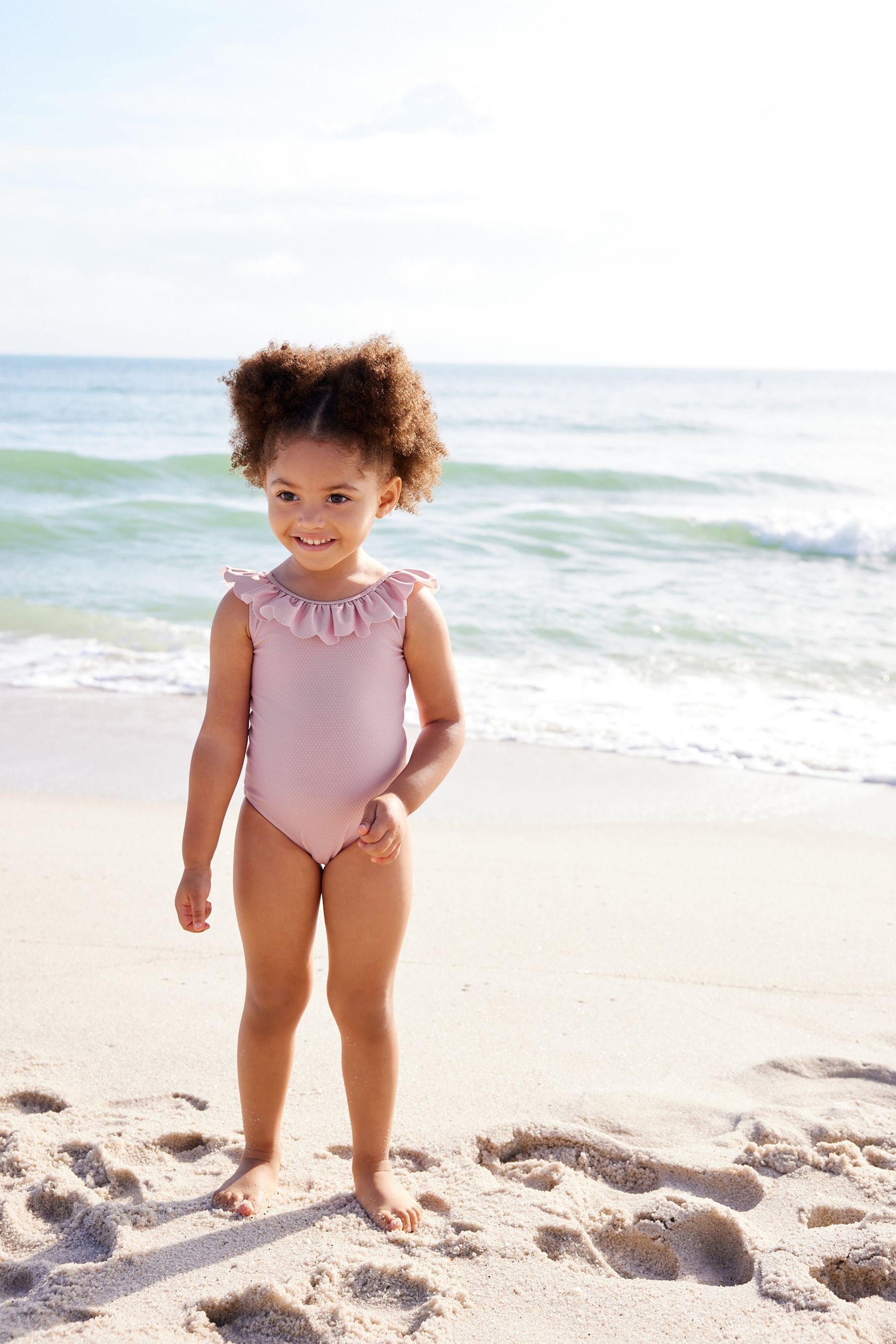 Pink Textured Frill Swimsuit (3mths-10yrs)