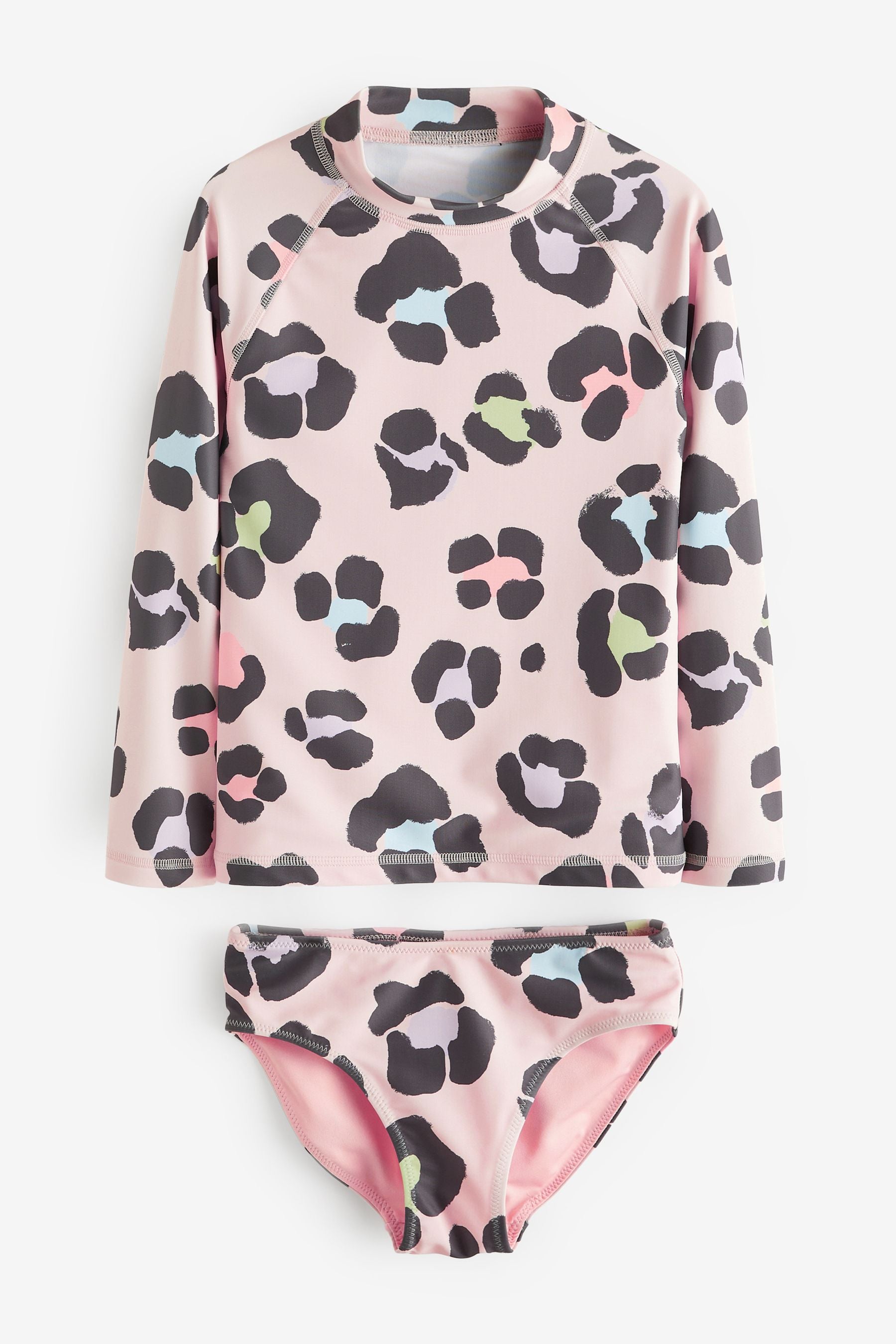 Neutral/Coral Pink Animal Sunsafe Swim 2 Piece Set (3-16yrs)