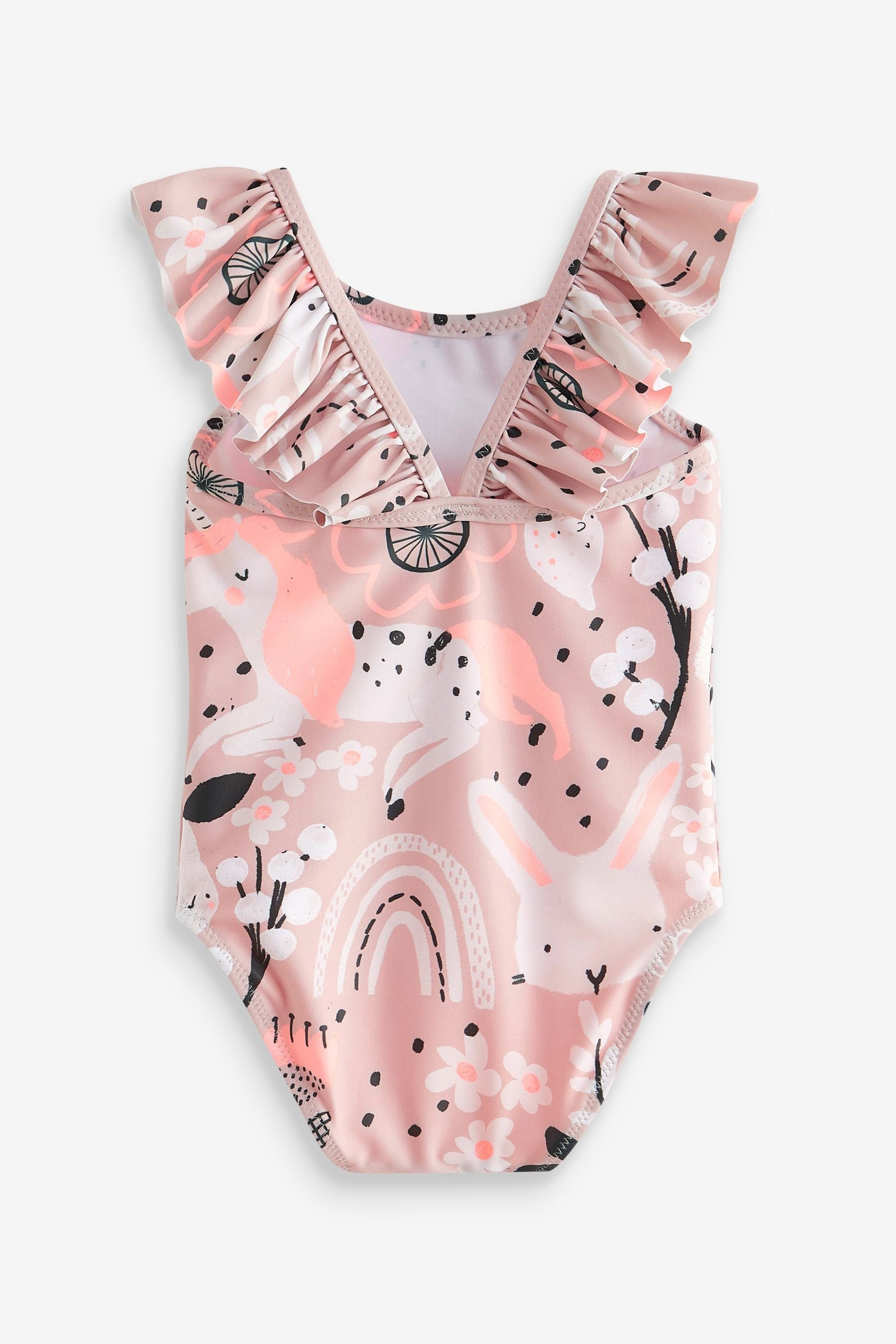 Pink Character Frill Sleeve Swimsuit (3mths-7yrs)