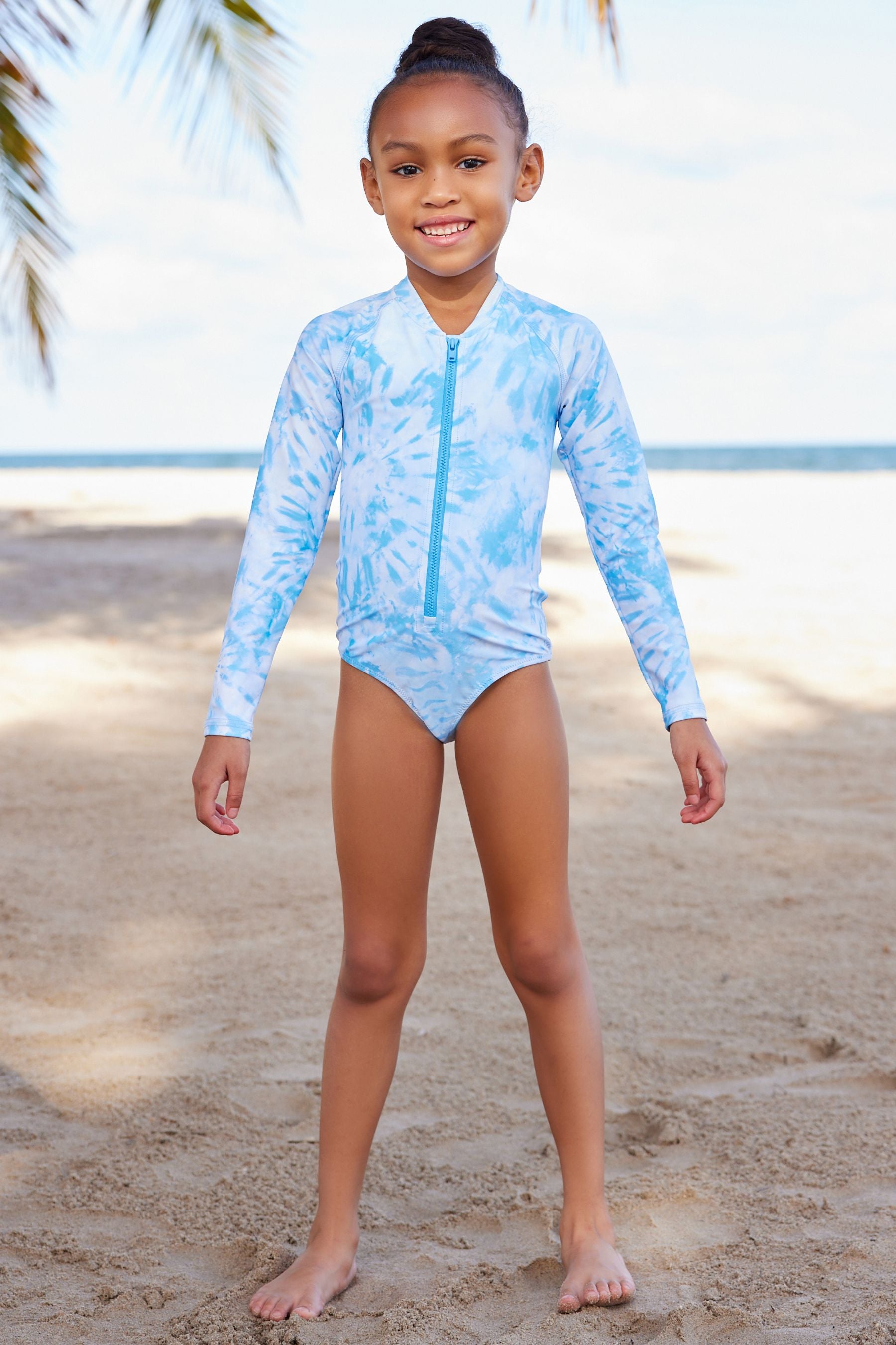 Blue Tie Dye Long Sleeved Swimsuit (3mths-16yrs)