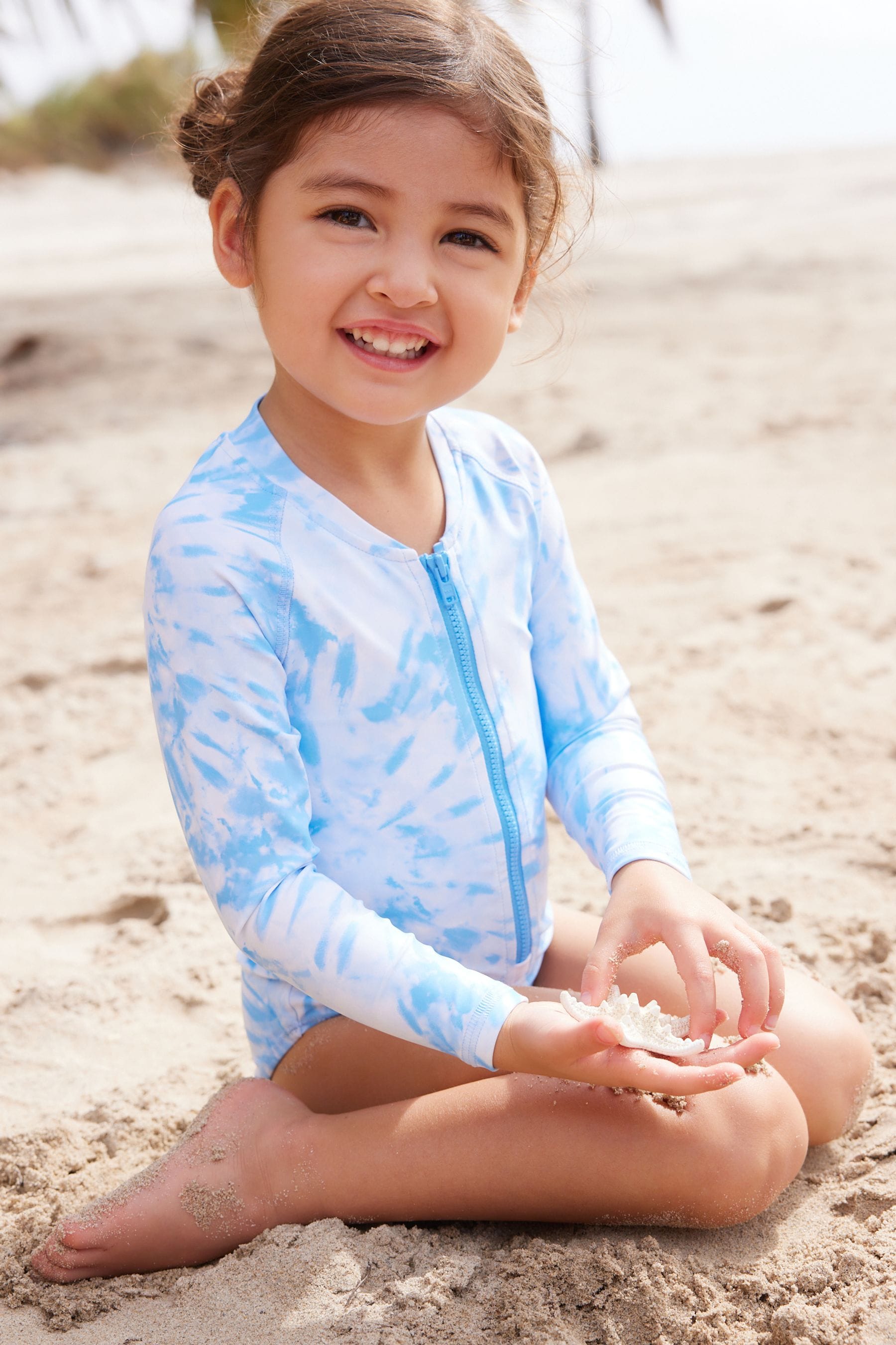 Blue Tie Dye Long Sleeved Swimsuit (3mths-16yrs)