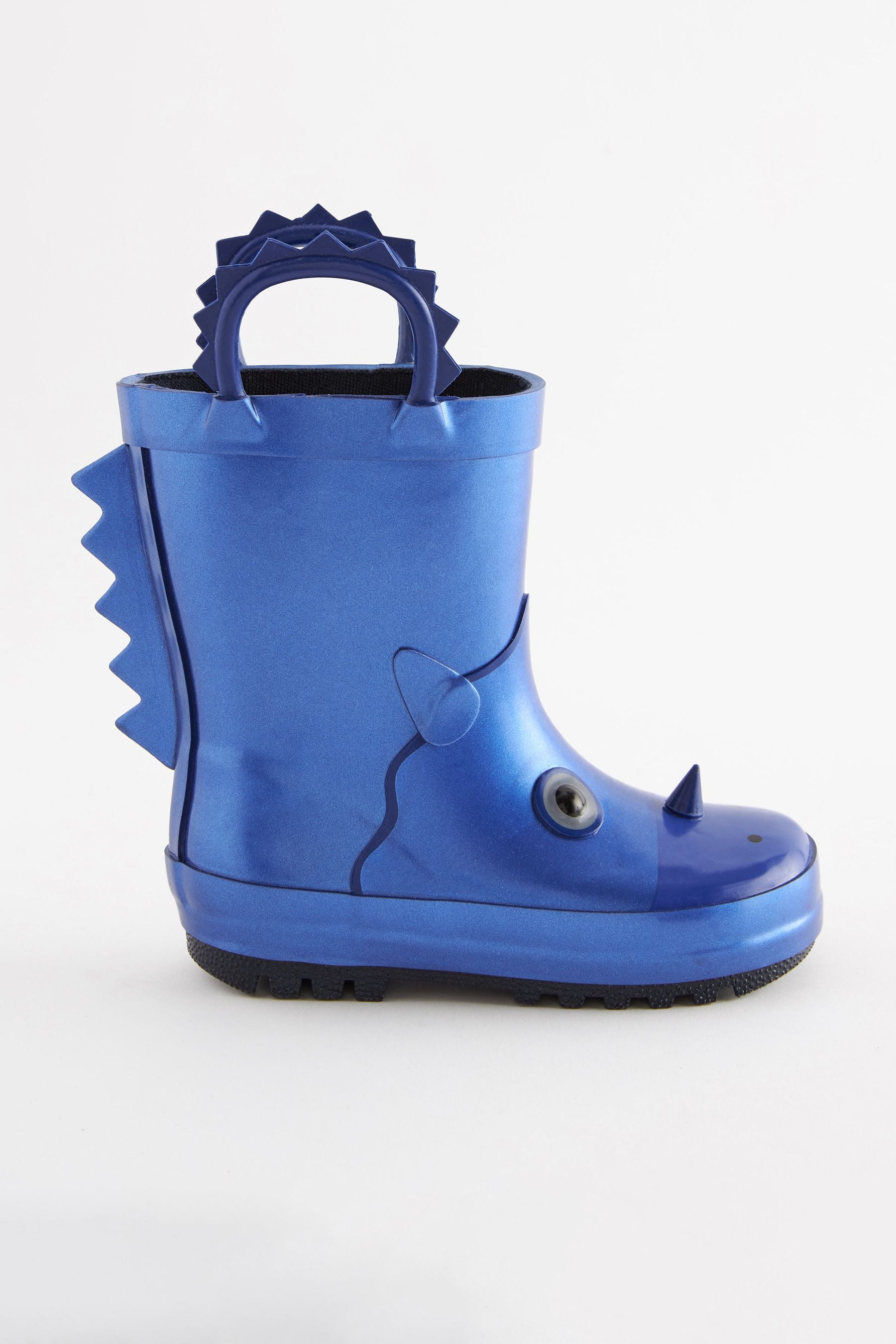 Metallic Blue Dino Handle Wellies