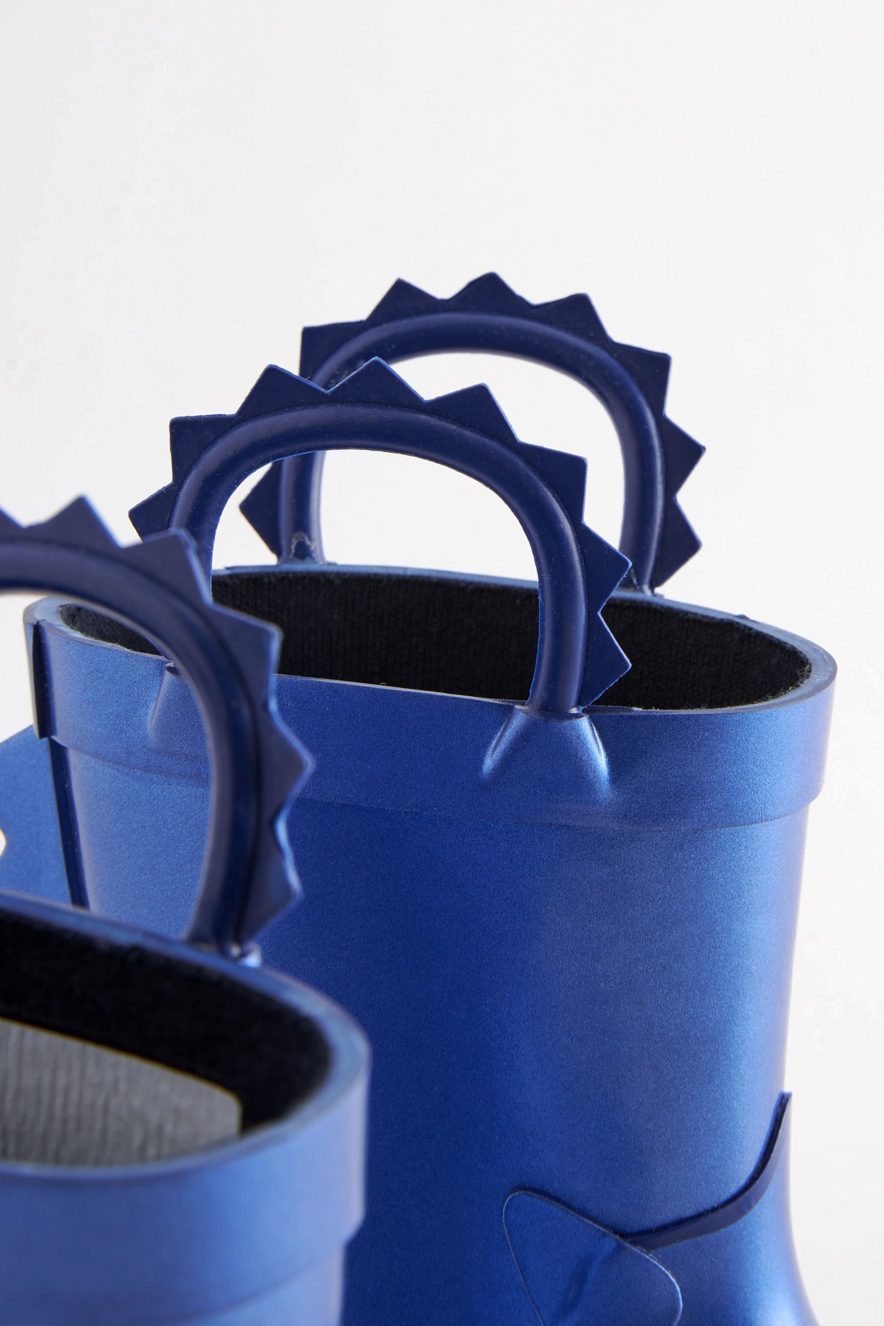 Metallic Blue Dino Handle Wellies