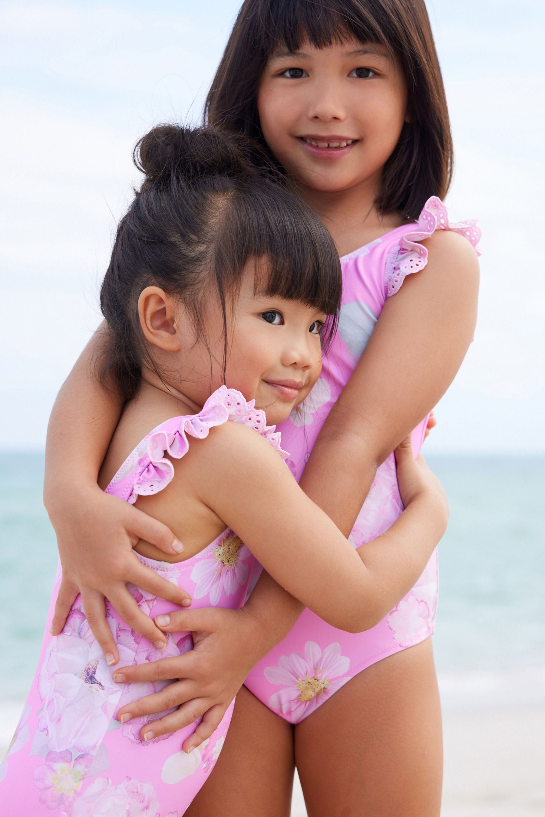 Pink Floral Frill Sleeve Swimsuit (3mths-12yrs)