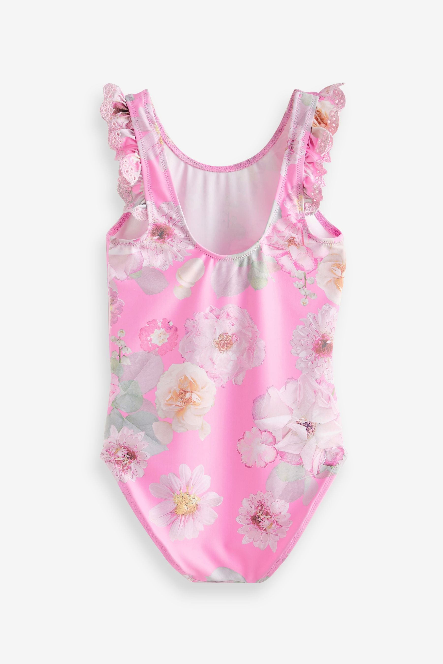 Pink Floral Frill Sleeve Swimsuit (3mths-12yrs)