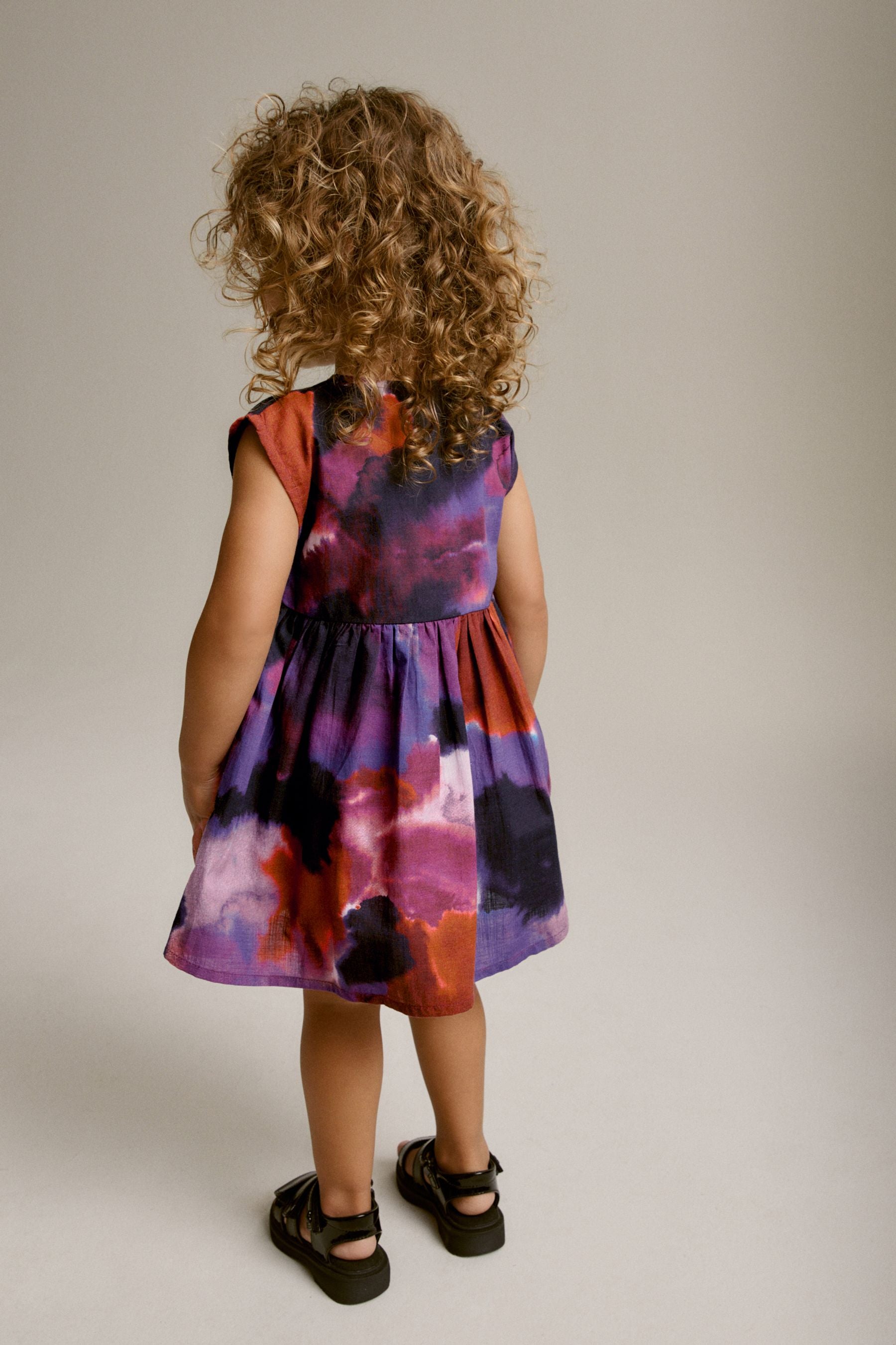 Purple Tie Dye Button Through Summer Dress (3mths-8yrs)