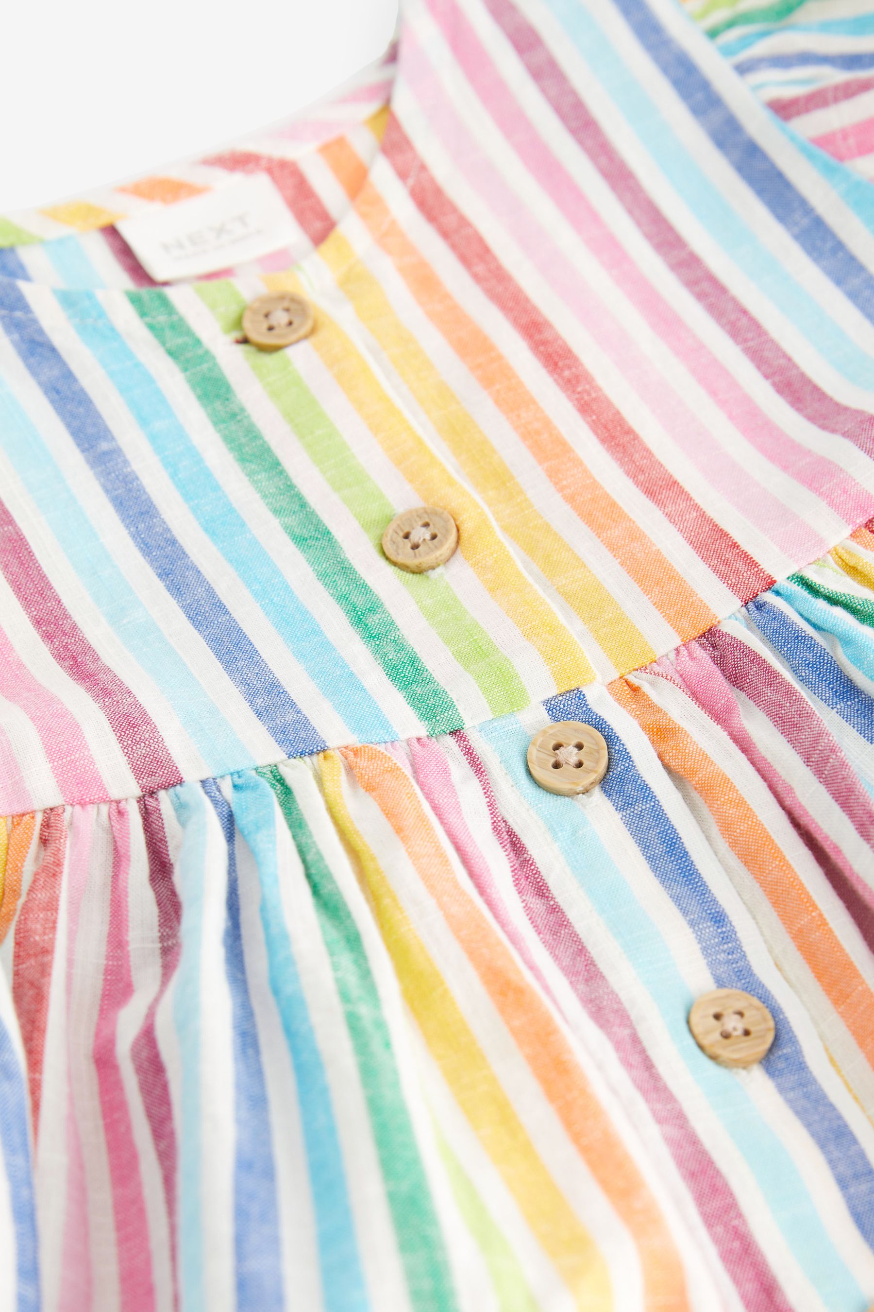 Rainbow Stripe Cotton Button Up Dress (3mths-8yrs)