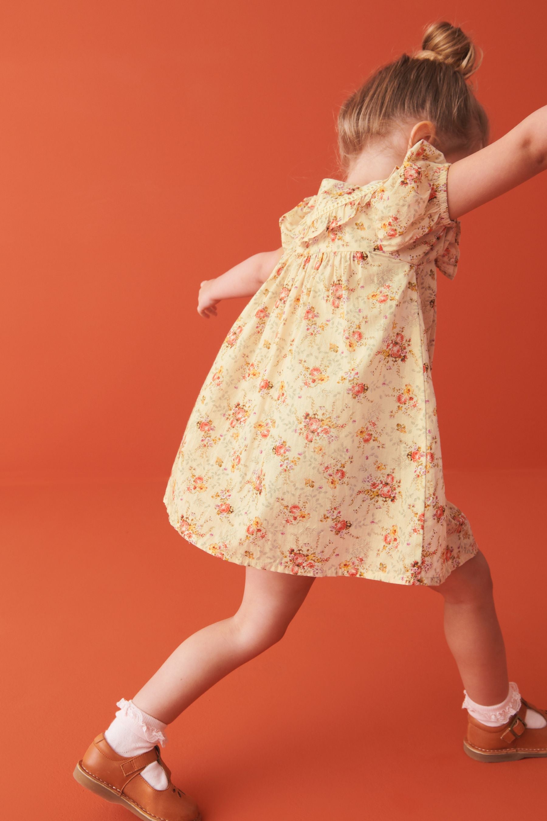 Cream Floral Printed Collar Dress (3mths-10yrs)