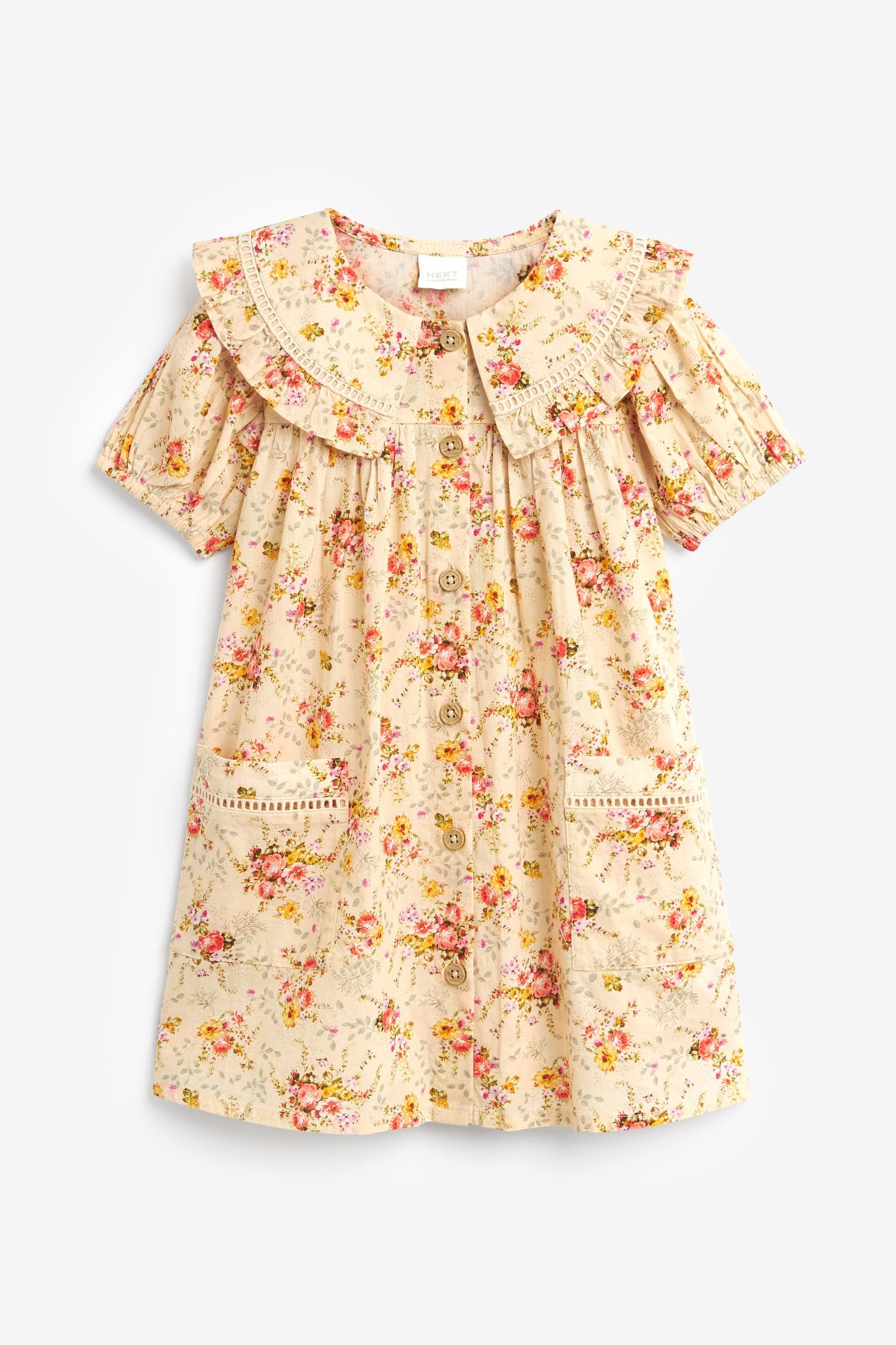 Cream Floral Printed Collar Dress (3mths-10yrs)