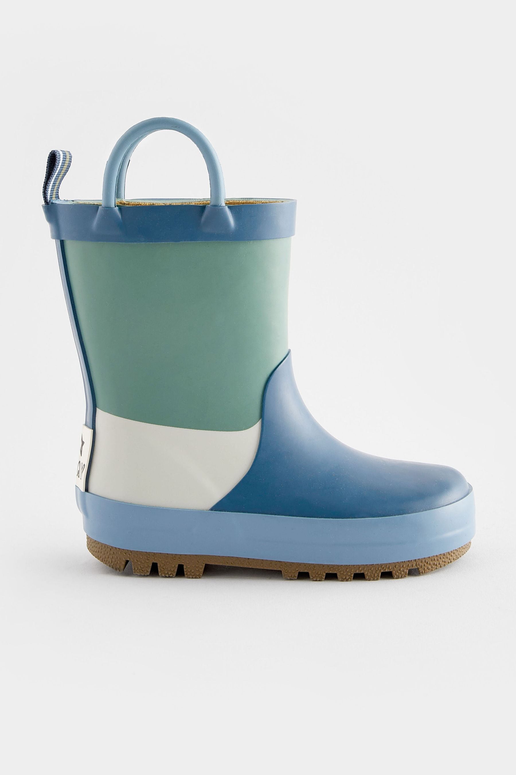 Blue Colourblock Handle Wellies