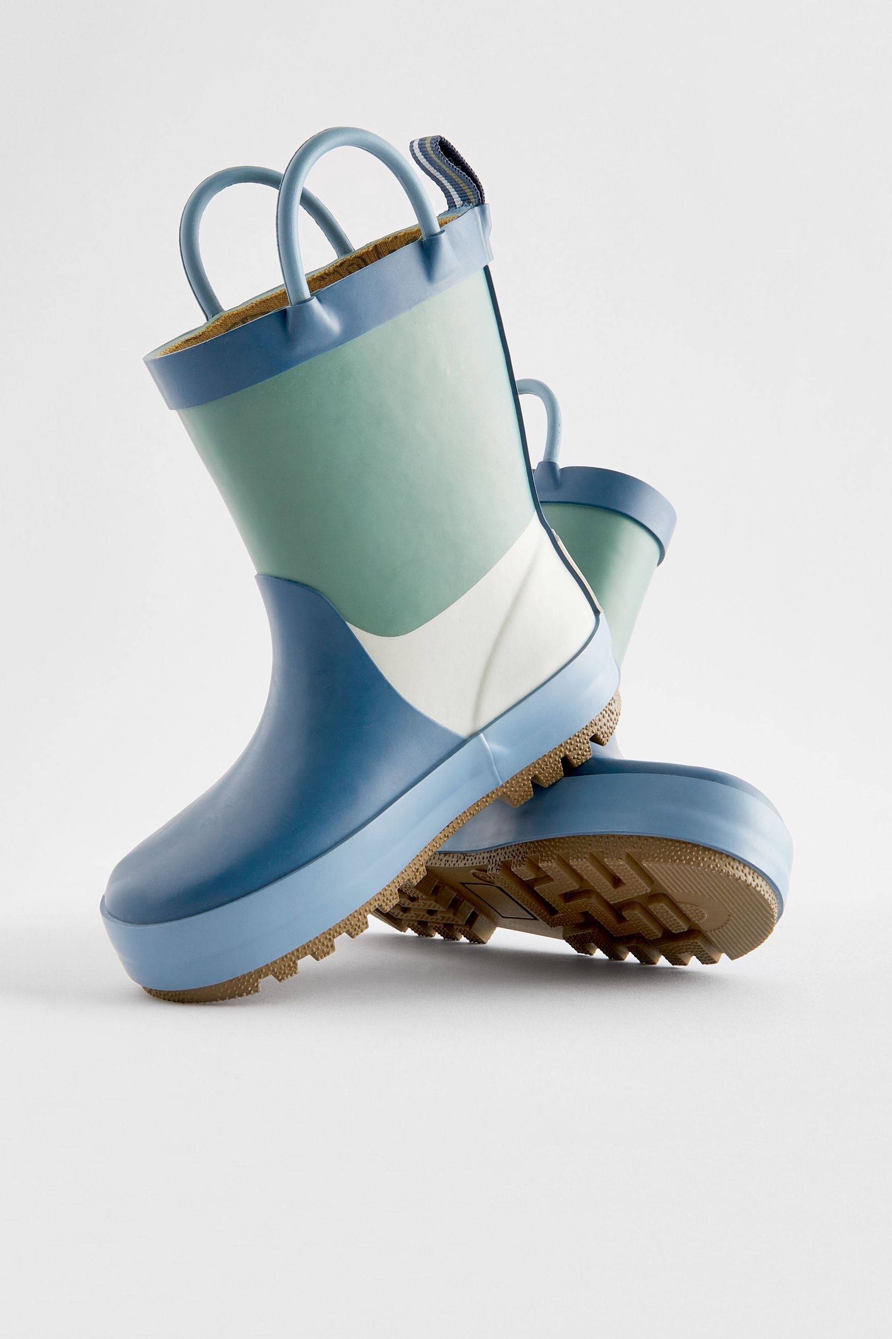 Blue Colourblock Handle Wellies