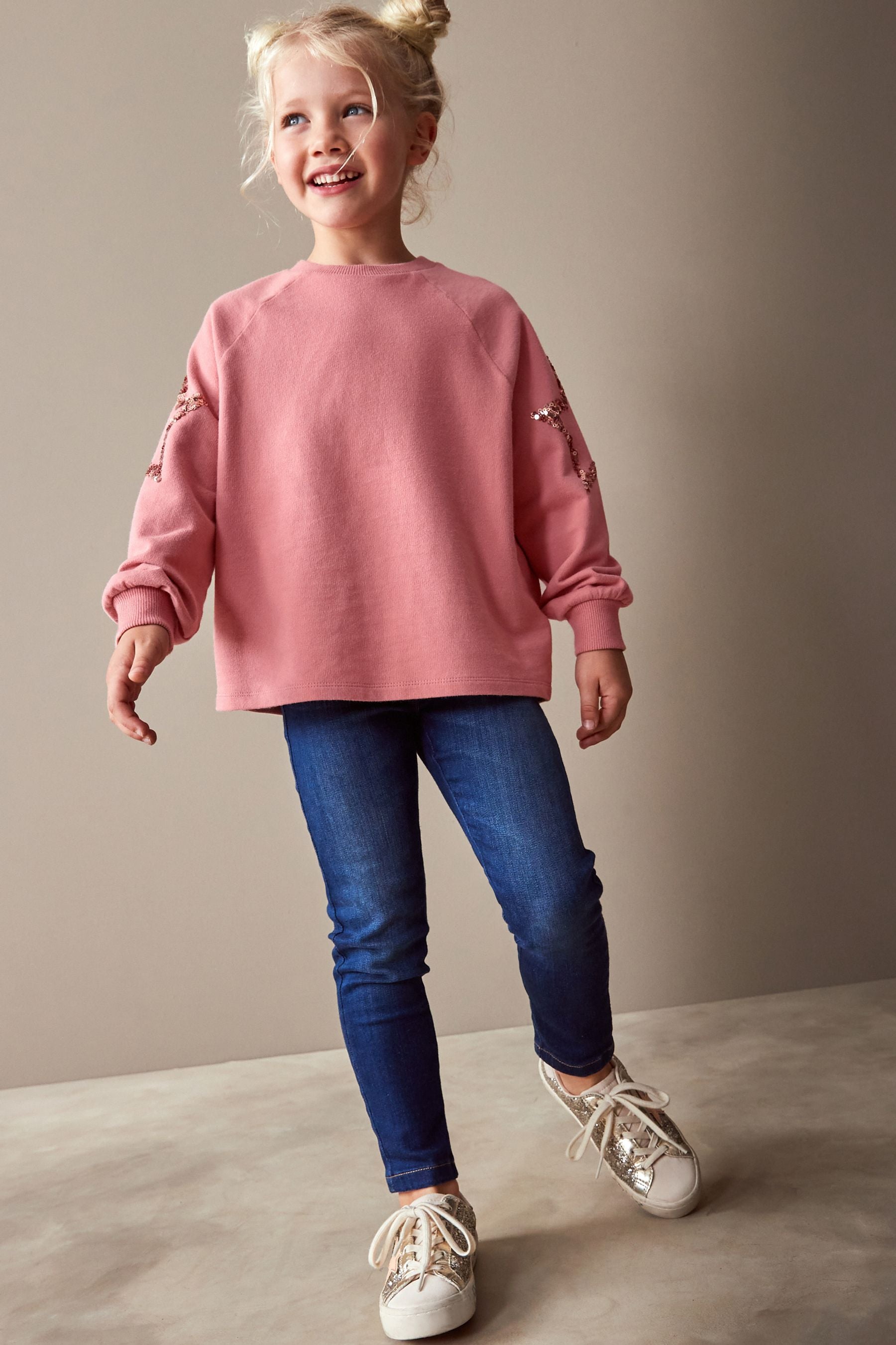 Pink Star Shape Sequin Long Sleeve T-Shirt (3-16yrs)