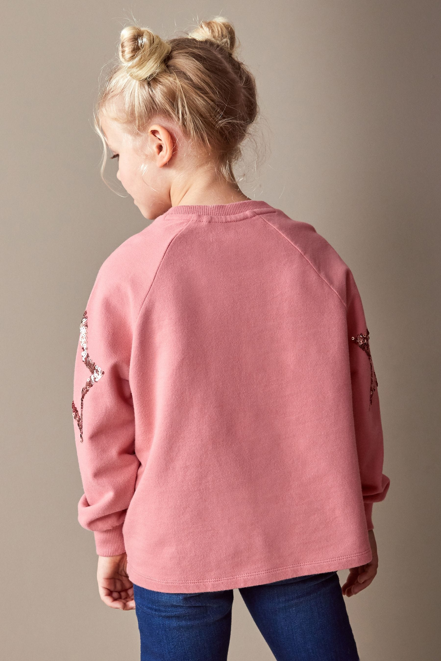 Pink Star Shape Sequin Long Sleeve T-Shirt (3-16yrs)