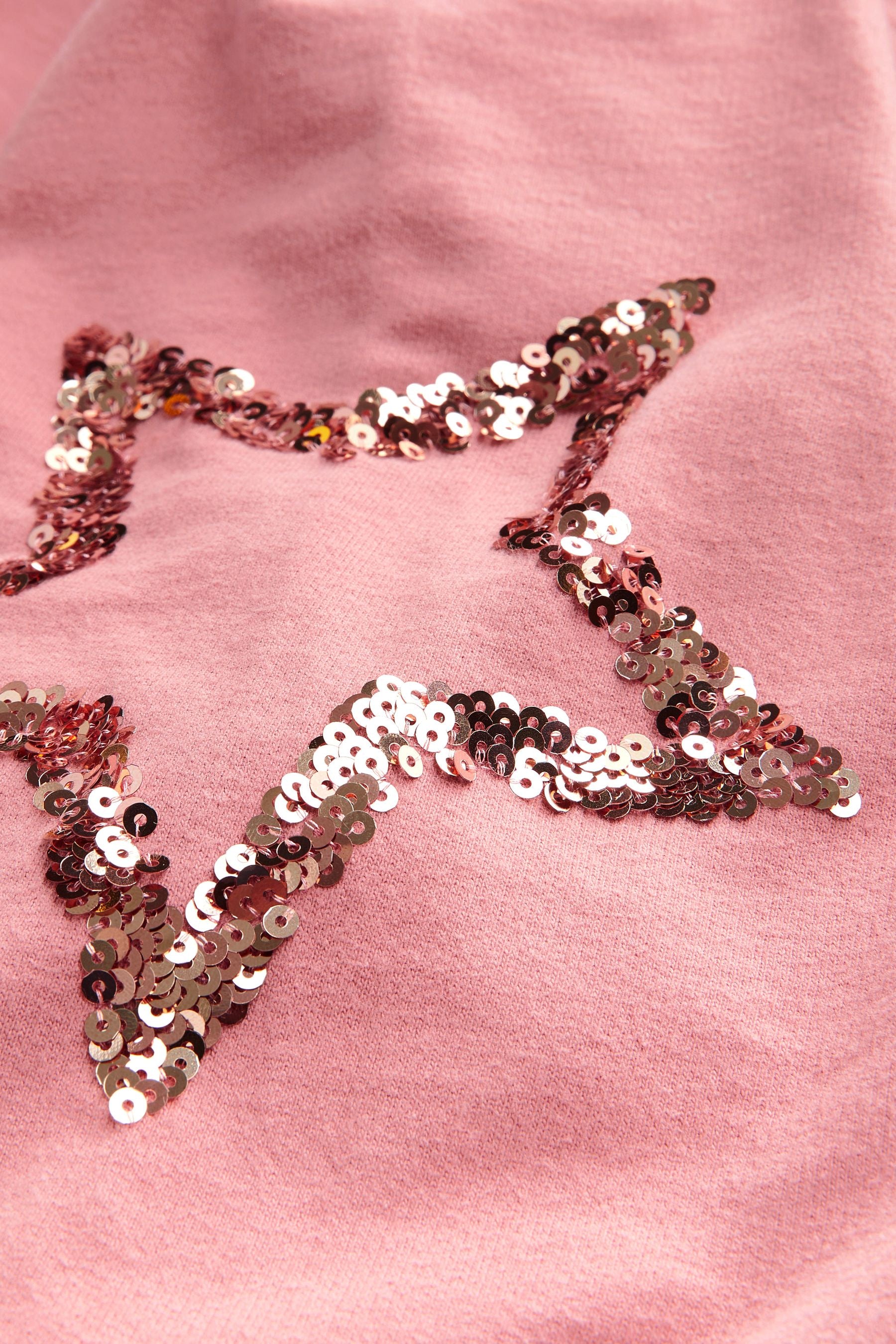 Pink Star Shape Sequin Long Sleeve T-Shirt (3-16yrs)