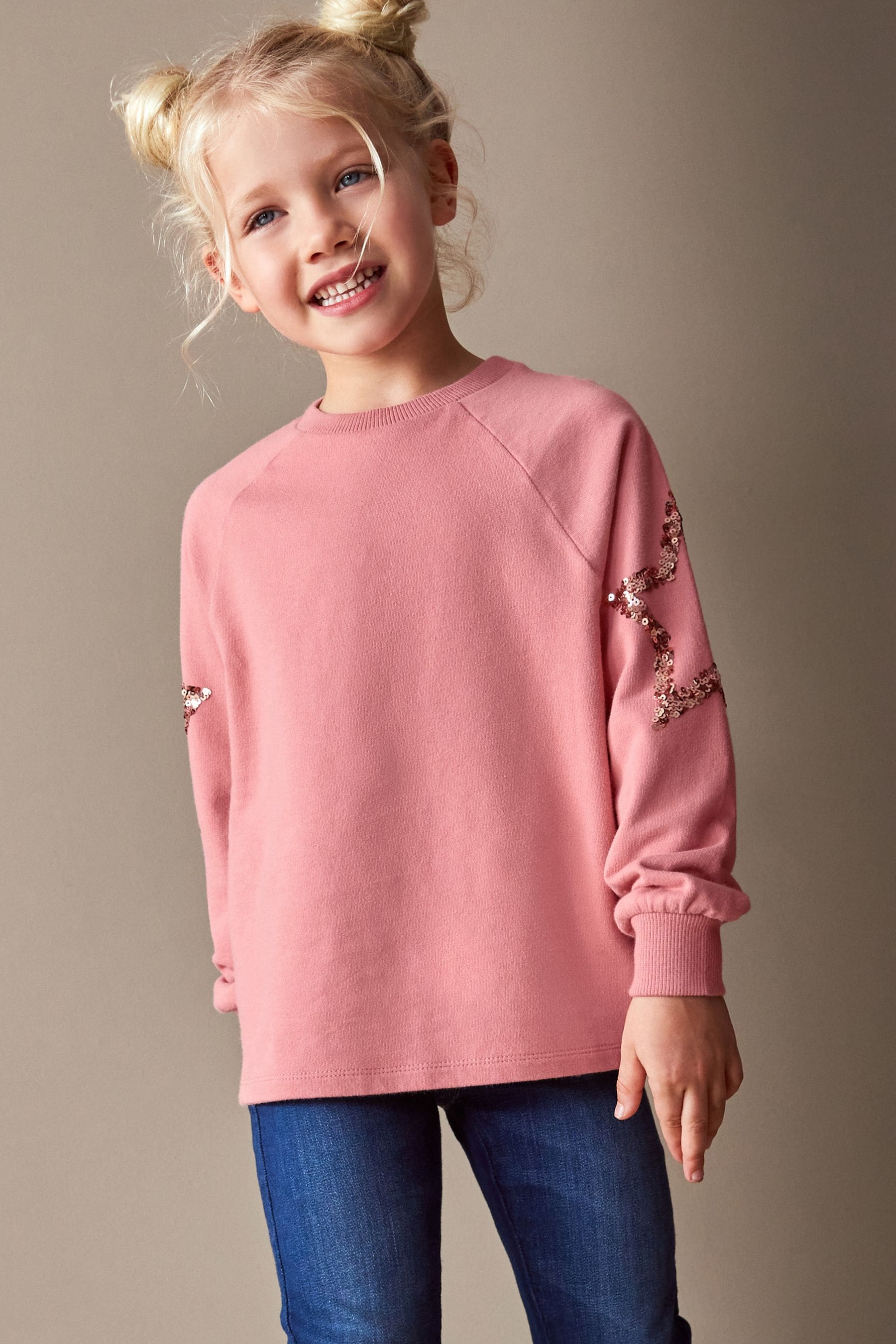 Pink Star Shape Sequin Long Sleeve T-Shirt (3-16yrs)