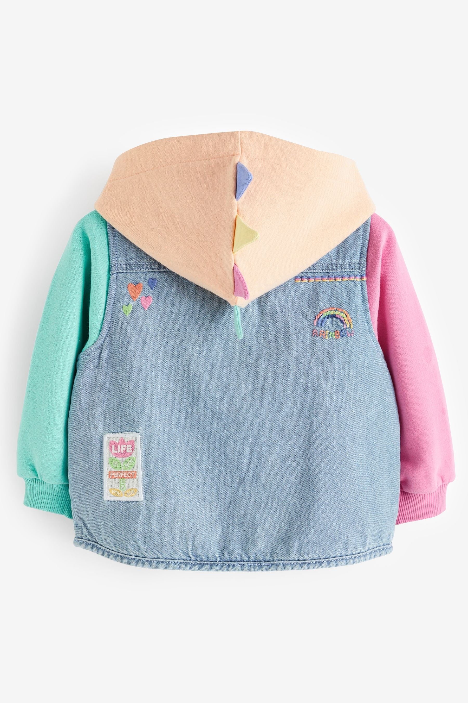 Mid Blue Denim Badge Denim Jersey Sleeve Jacket (3mths-7yrs)